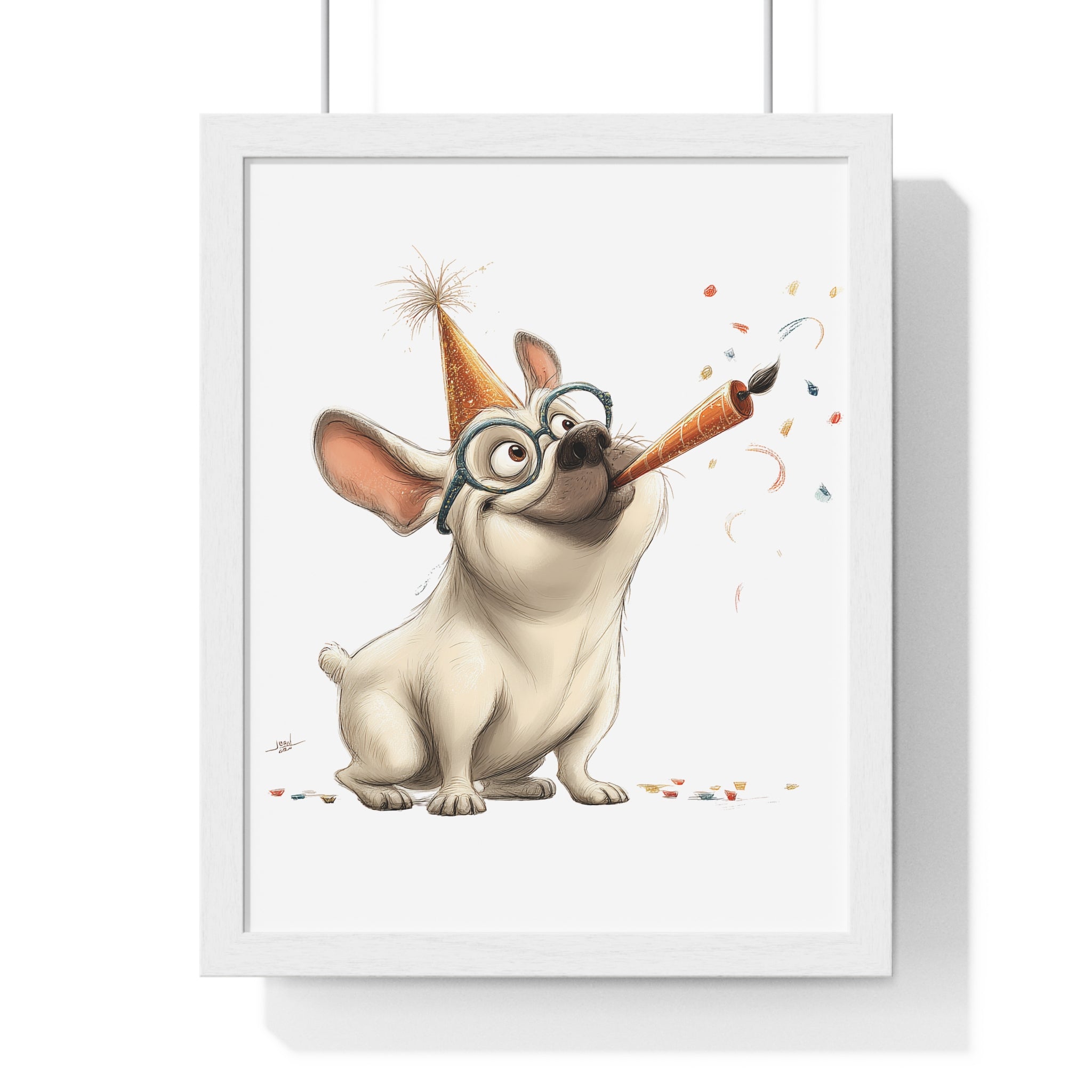Party French Bulldog with Glasses – Wooden Wall Frame Fun Decor - Gallory Hive