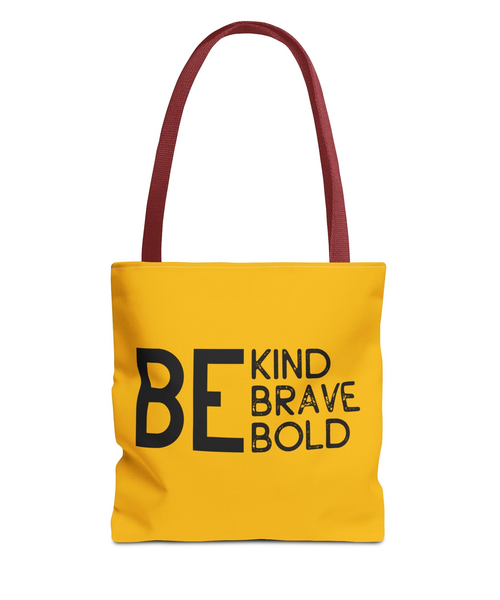 Inspirational Tote Bag - Be Kind Brave Bold - Eco-Friendly Carryall - Yellow