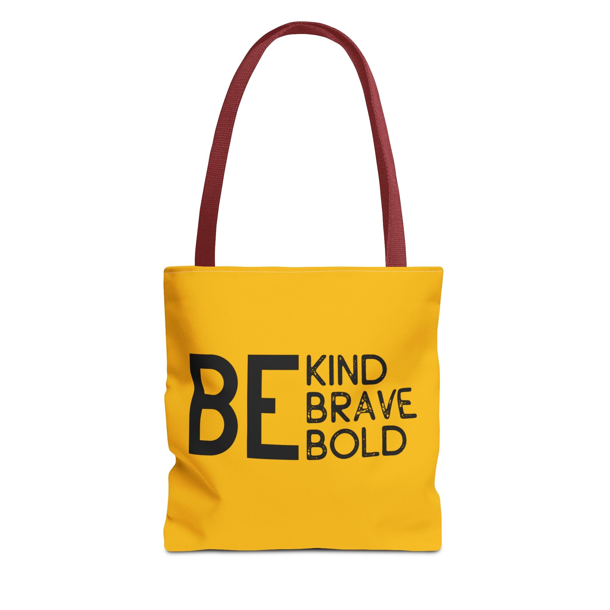 Inspirational Tote Bag - Be Kind Brave Bold - Eco-Friendly Carryall - Yellow