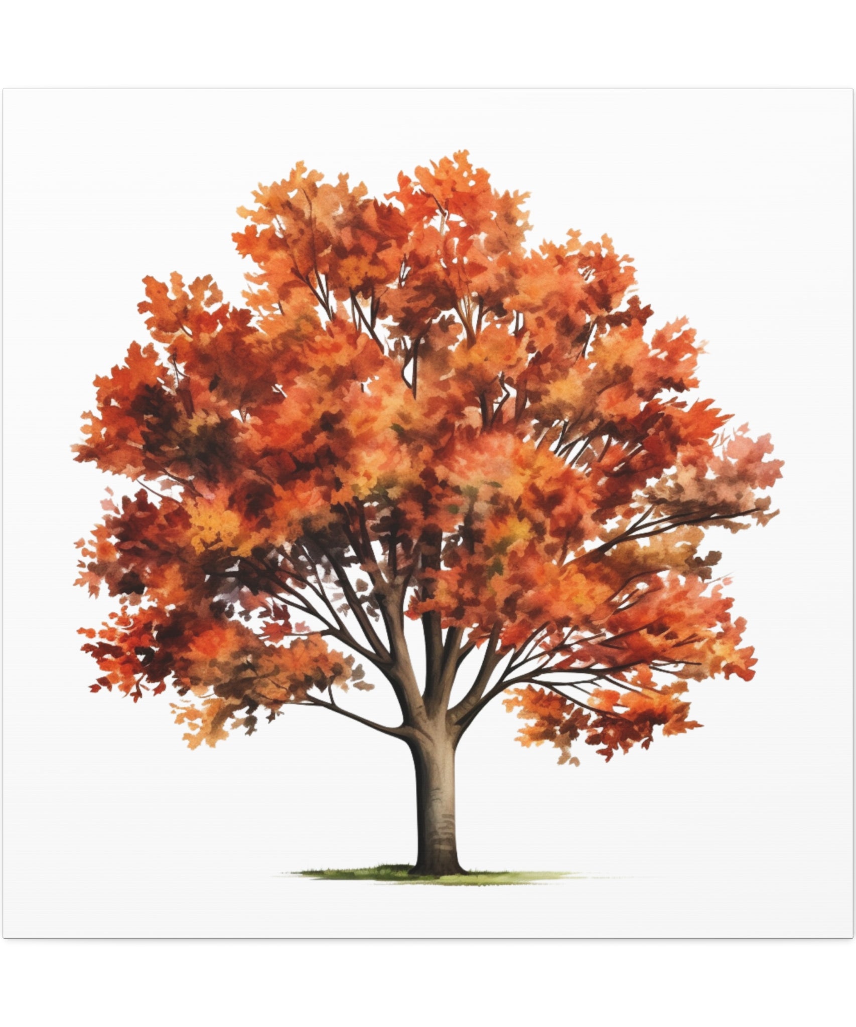Fireleaf – Autumn Tree Illustration on Floral Canvas Wall Art