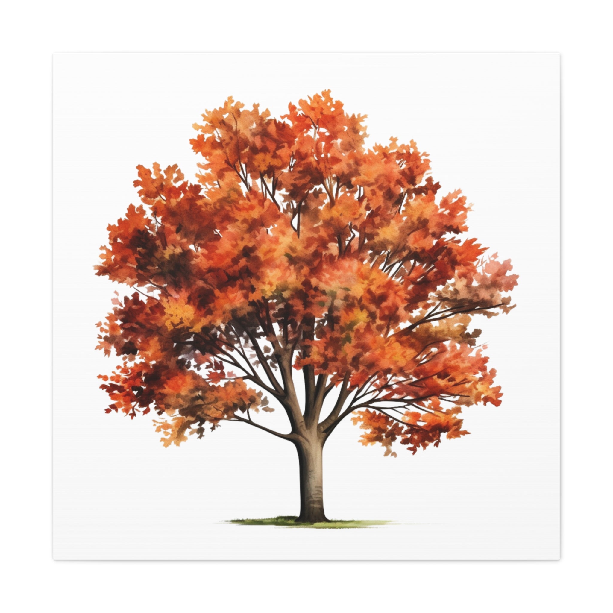 Fireleaf – Autumn Tree Illustration on Floral Canvas Wall Art