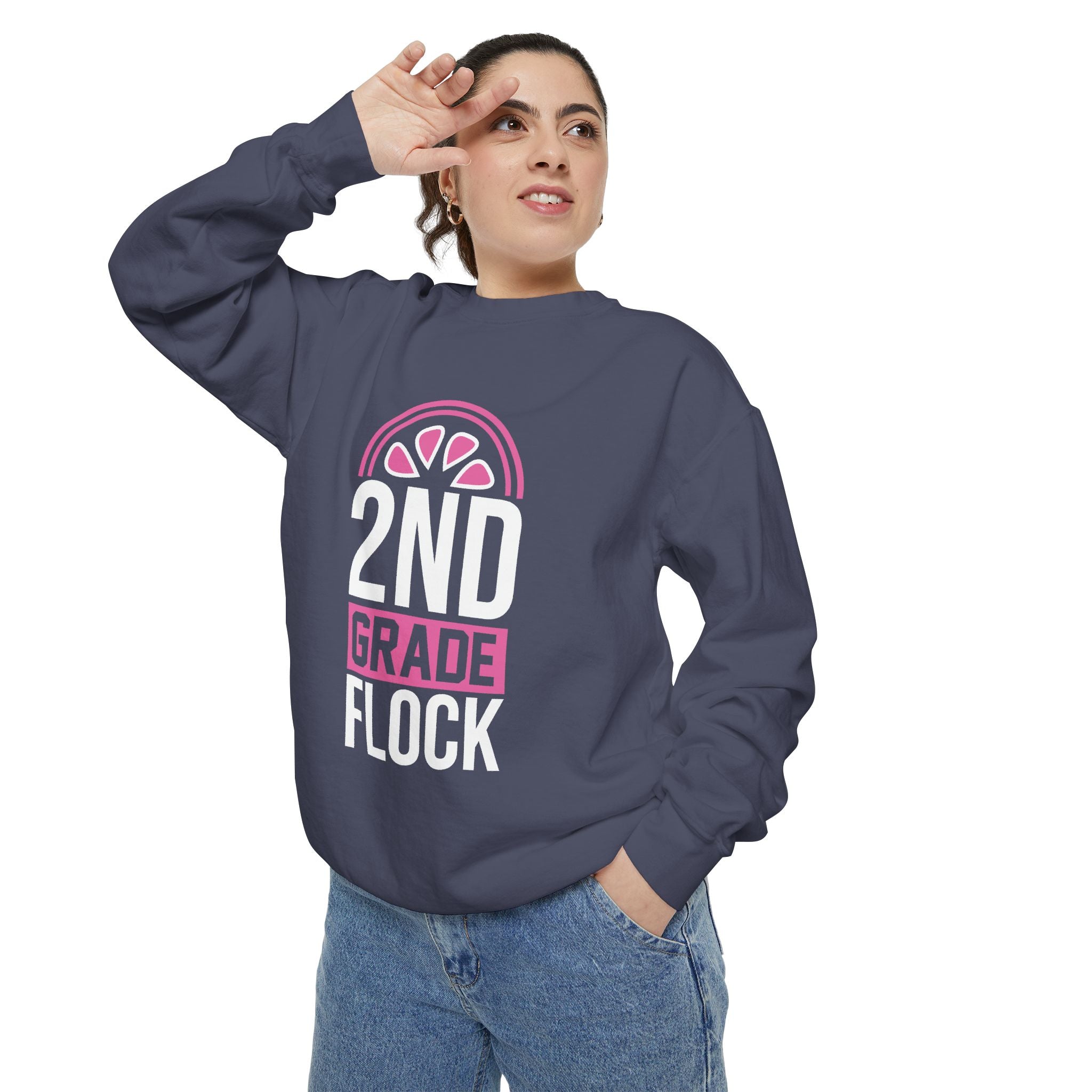 Unisex 2nd Grade Flock Sweatshirt | Perfect for Teachers, Back to School, Classroom, Gift for Kids, Cozy Style