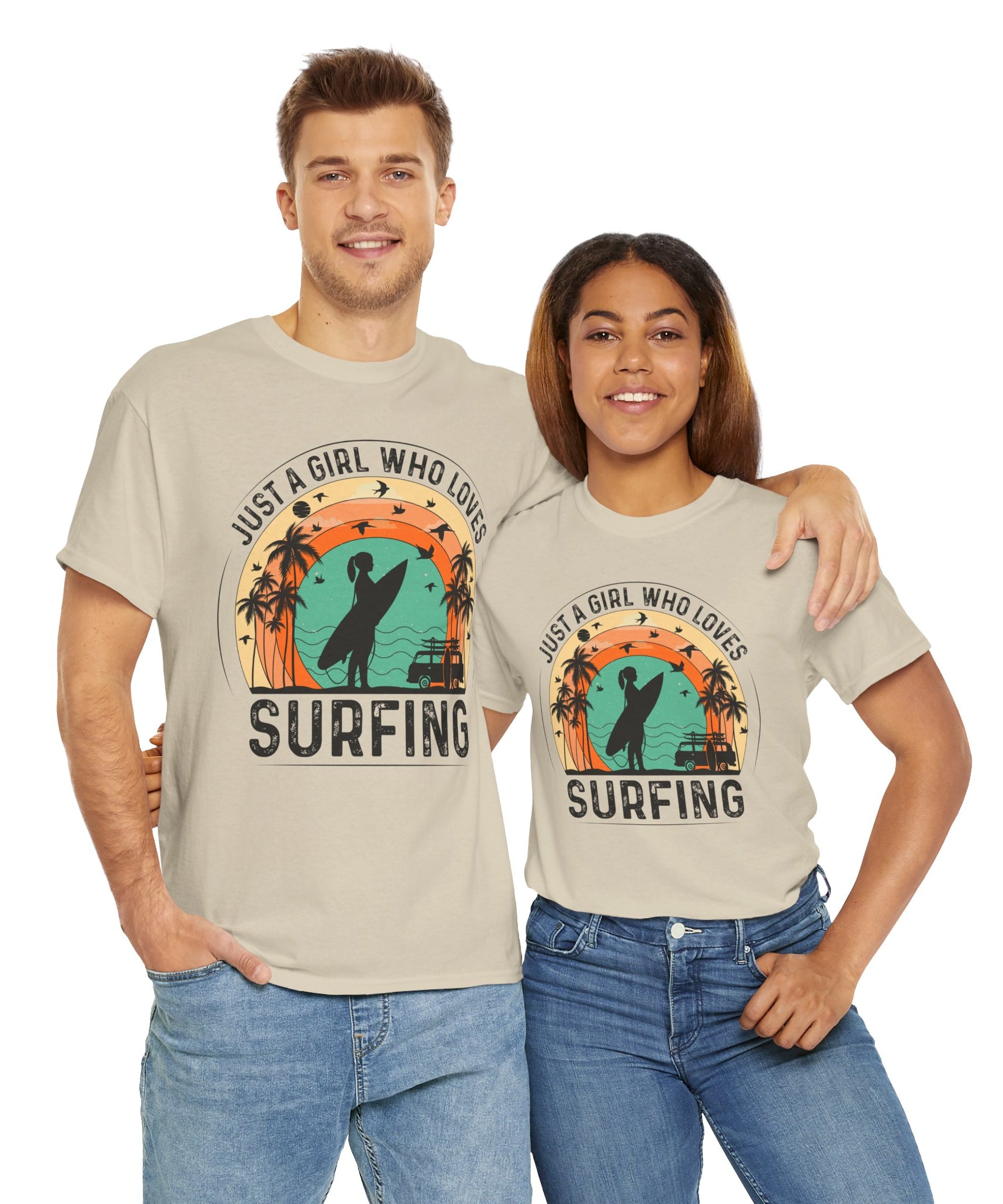 Beach Girl Surfing Retro Tee