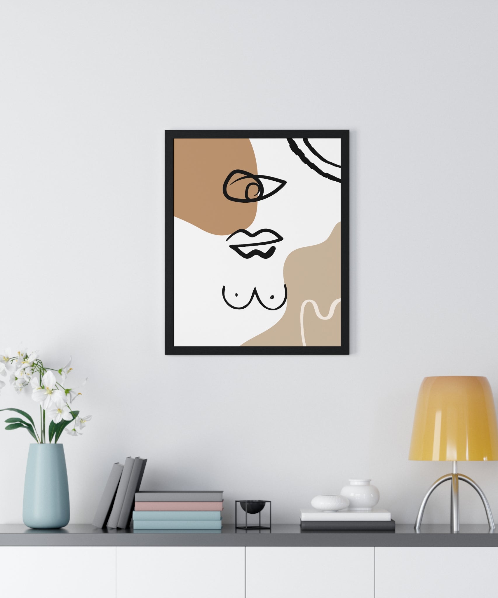 Abstract Human Form Art – Framed Line Drawing