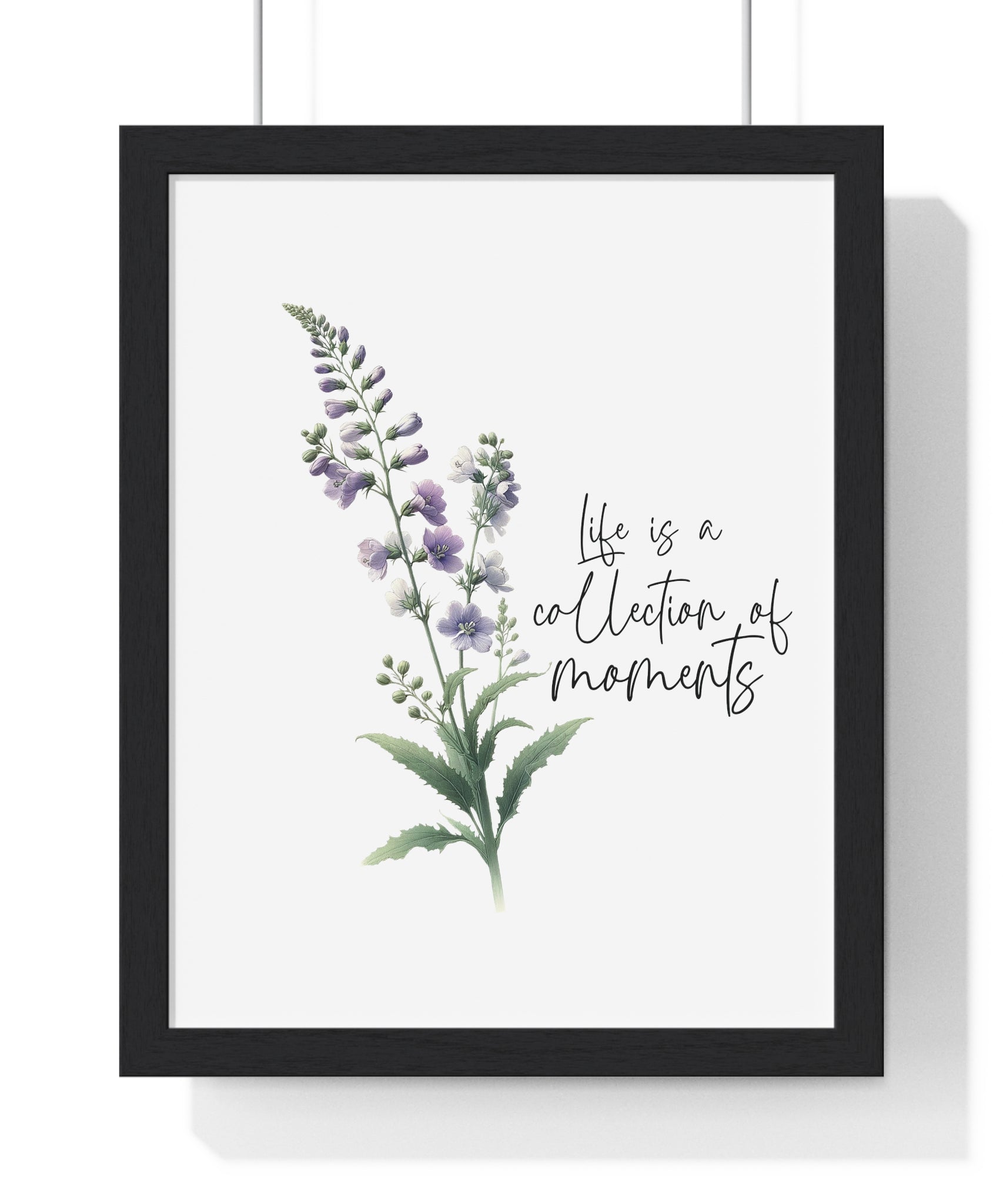 Larkspur – July Birth Flower Wall Art | “Life is a Collection of Moments” | Wooden Framed Print