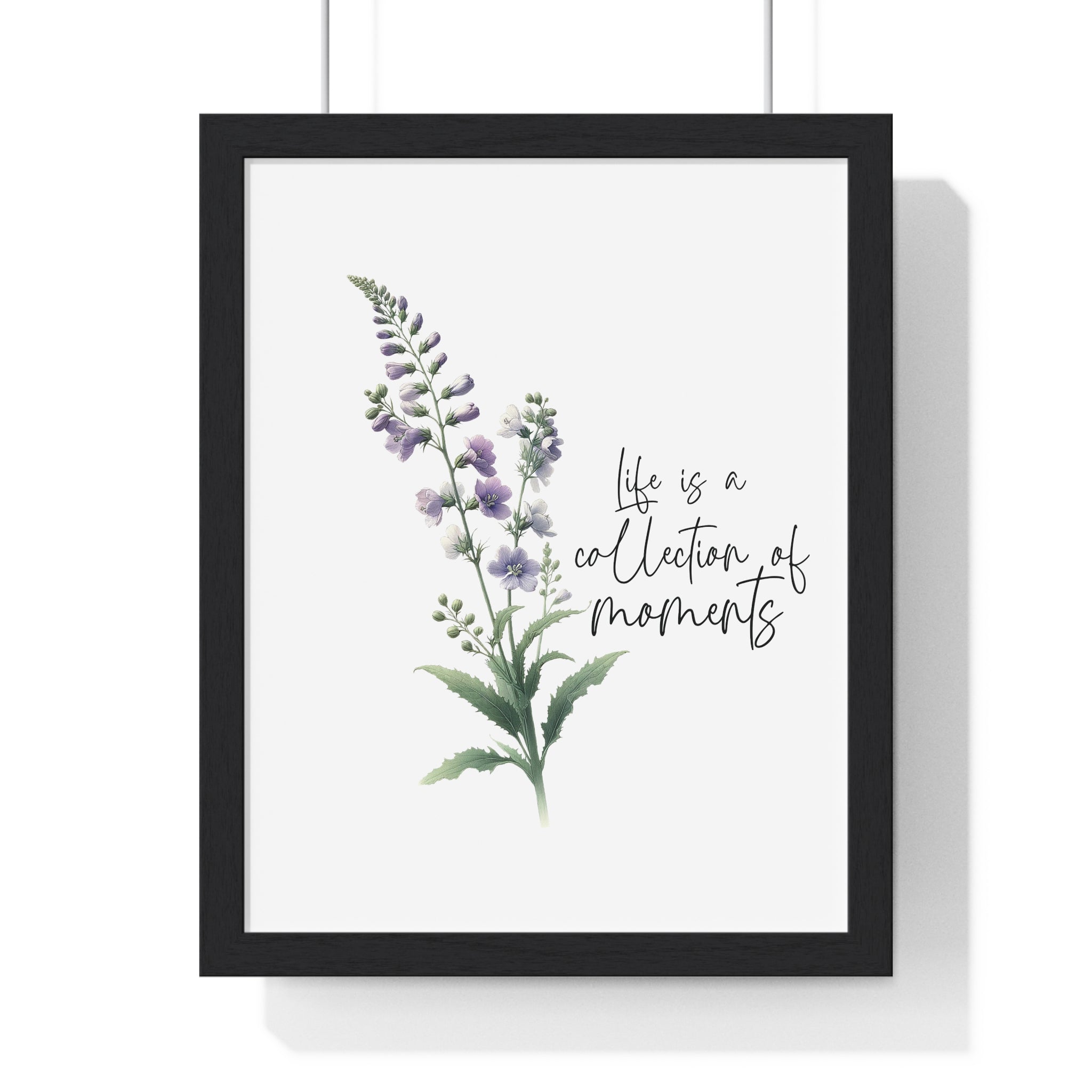 Larkspur – July Birth Flower Wall Art | “Life is a Collection of Moments” | Wooden Framed Print