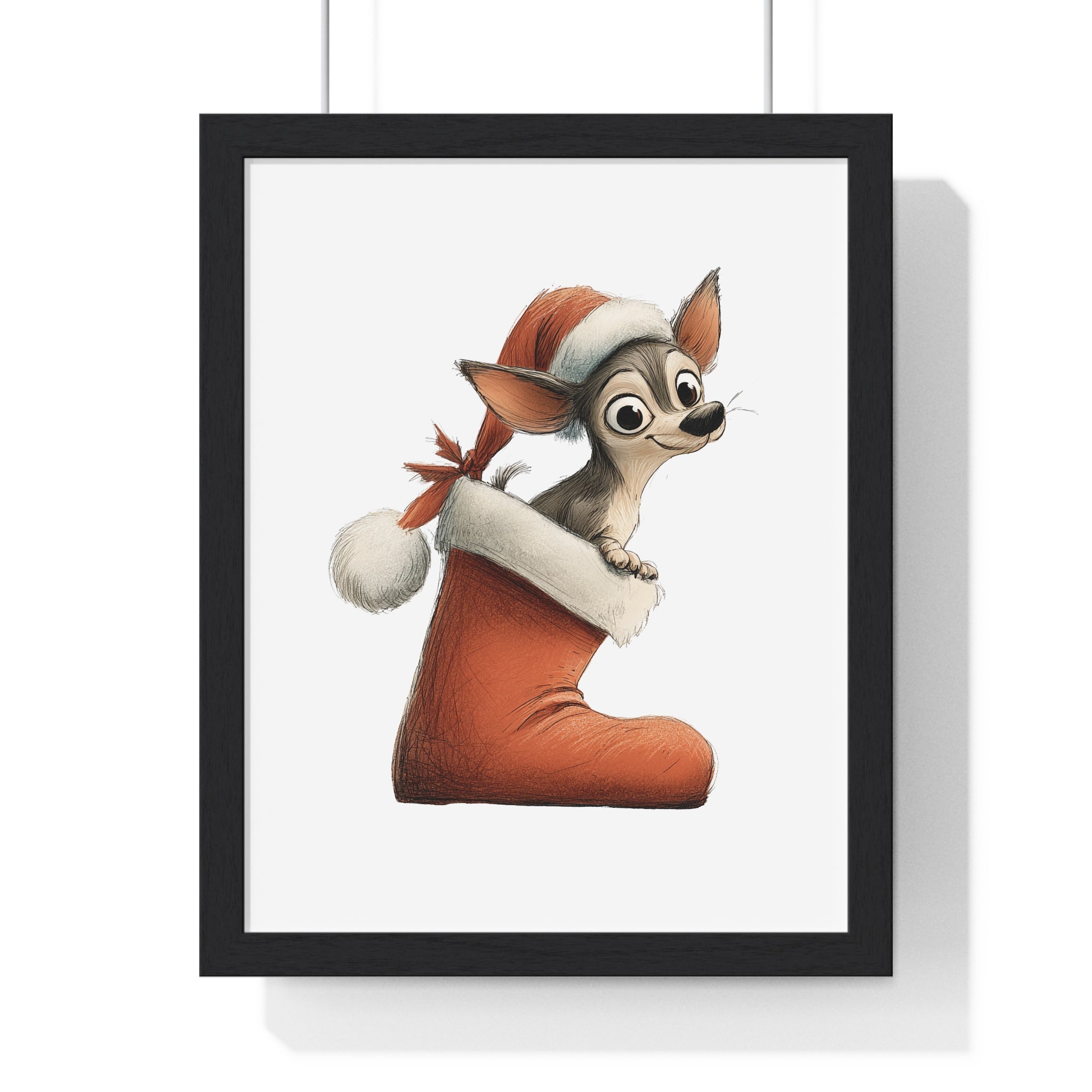 Festive Chihuahua in Christmas Stocking – Wooden Wall Frame Home Decor - Gallory Hive