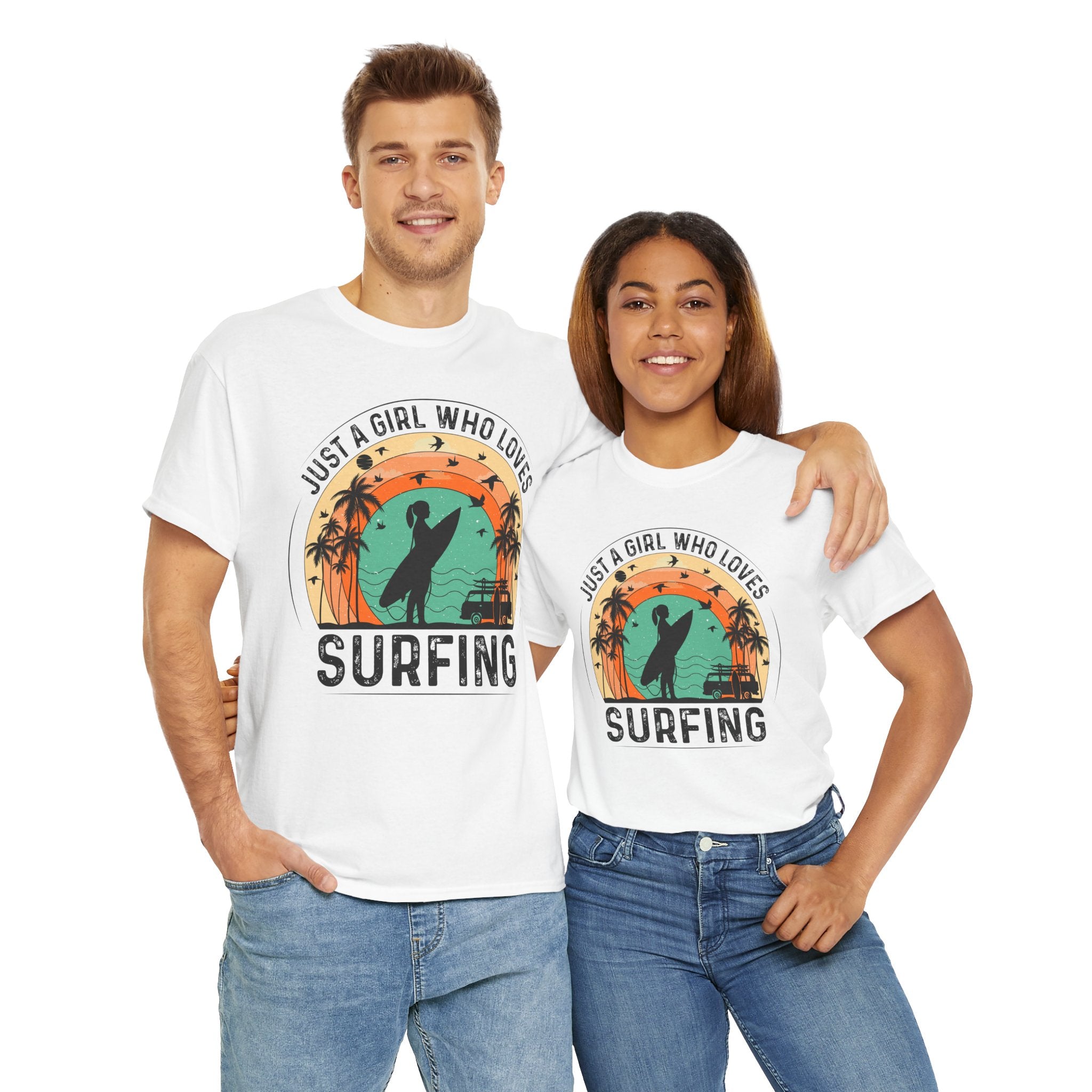 Beach Girl Surfing Retro Tee