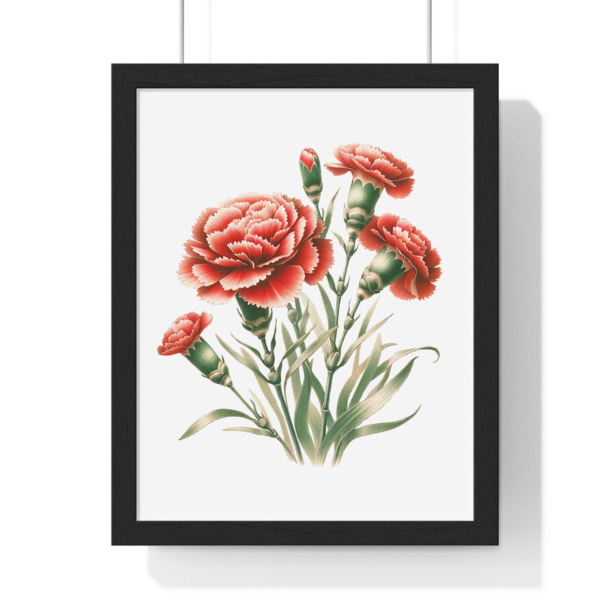 Wooden Framed Carnation Wall Art – January Birth Month | Gallory Hive
