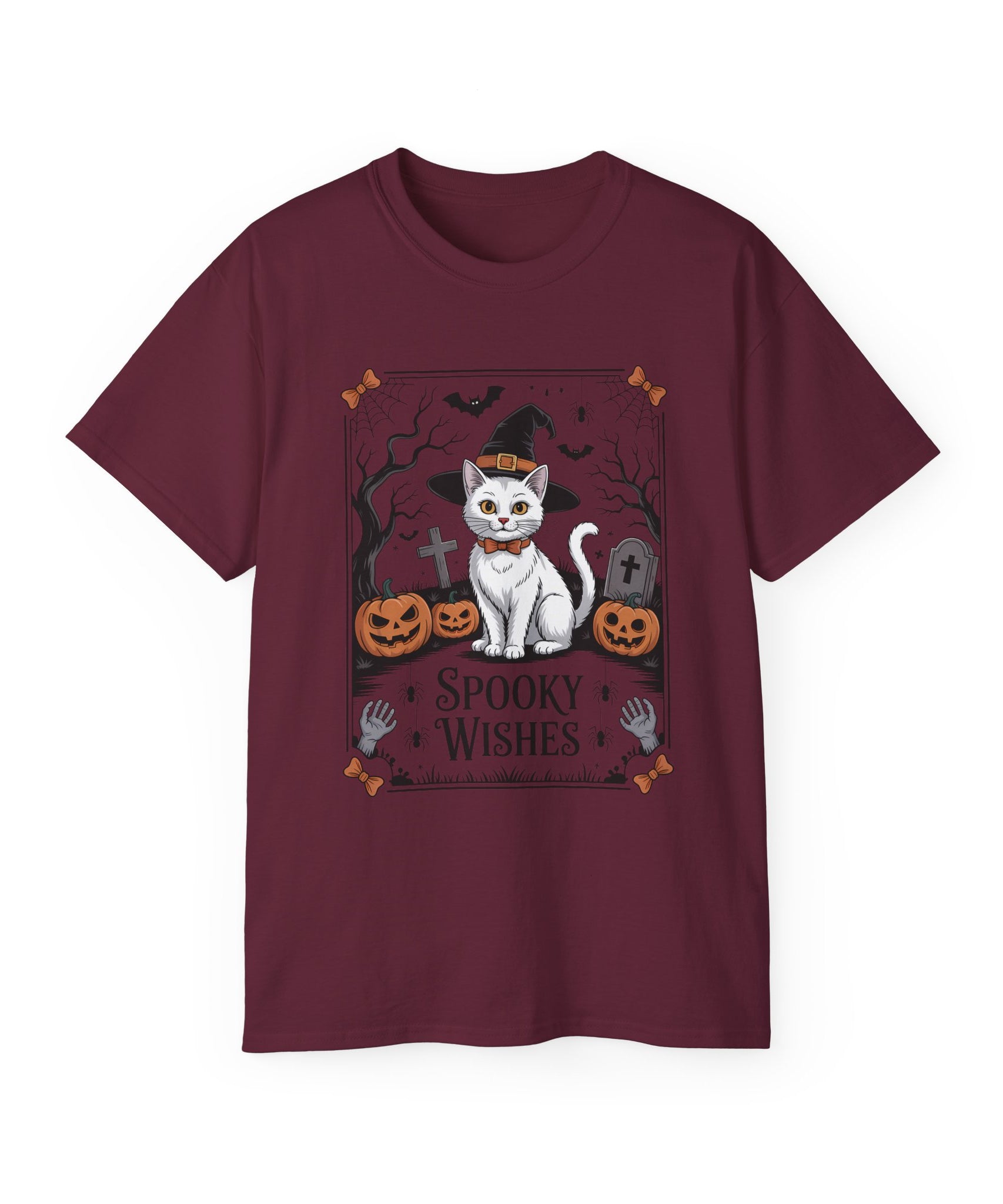 Spooky Wishes Witch Cat Halloween T-Shirt | Gallory Hive