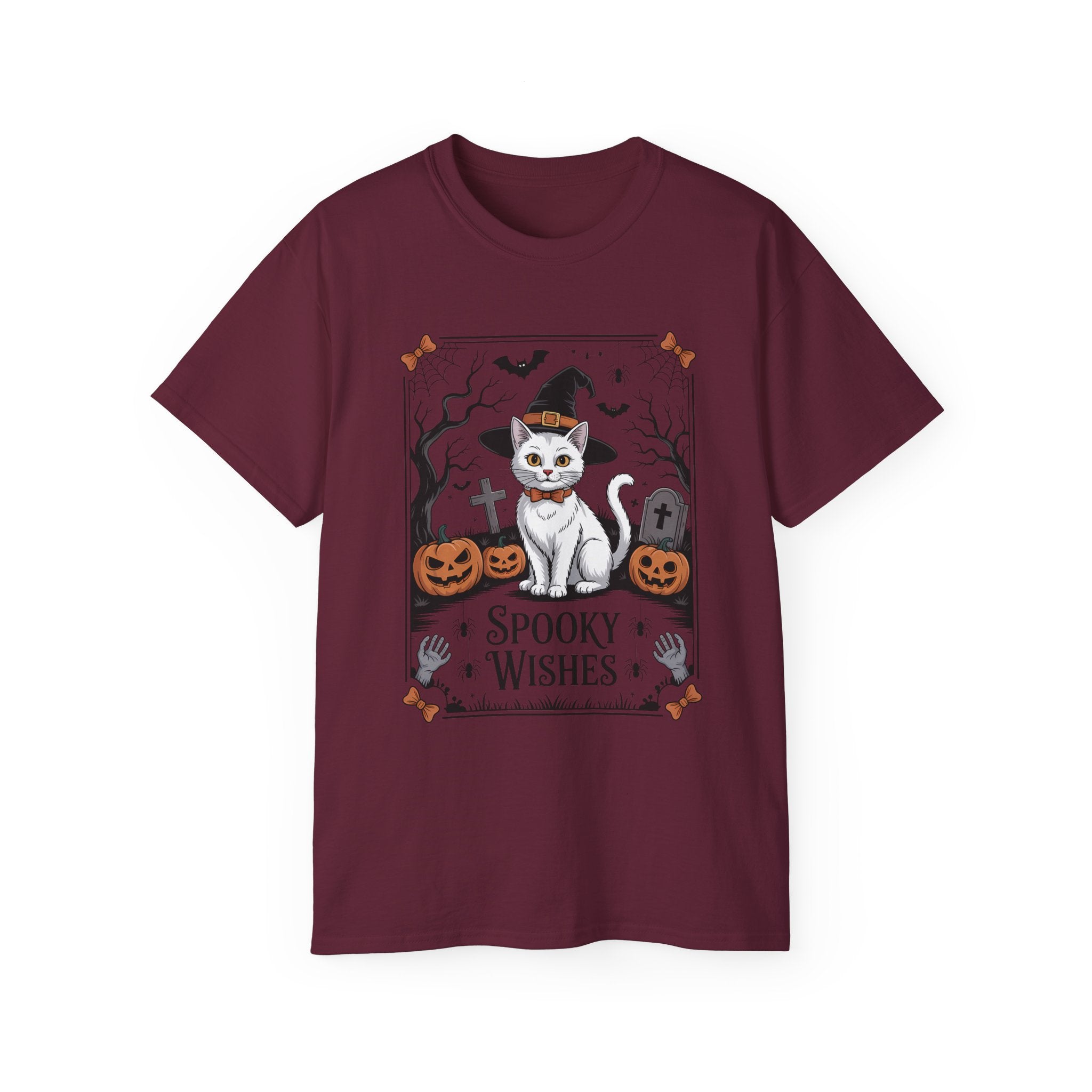 Spooky Wishes Witch Cat Halloween T-Shirt | Gallory Hive