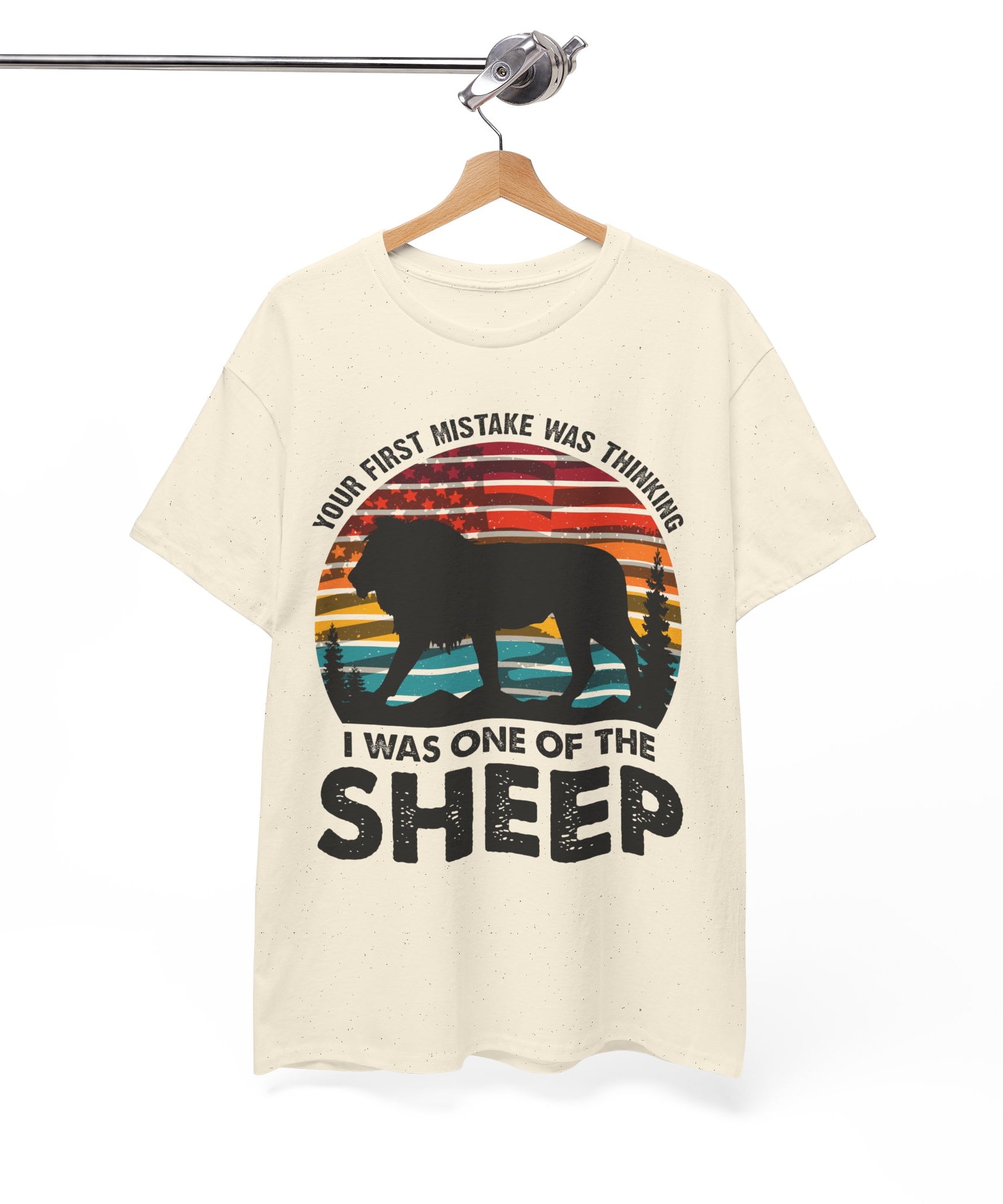 Bold Lion Tee with USA Flag Sunset | Gallory Hive