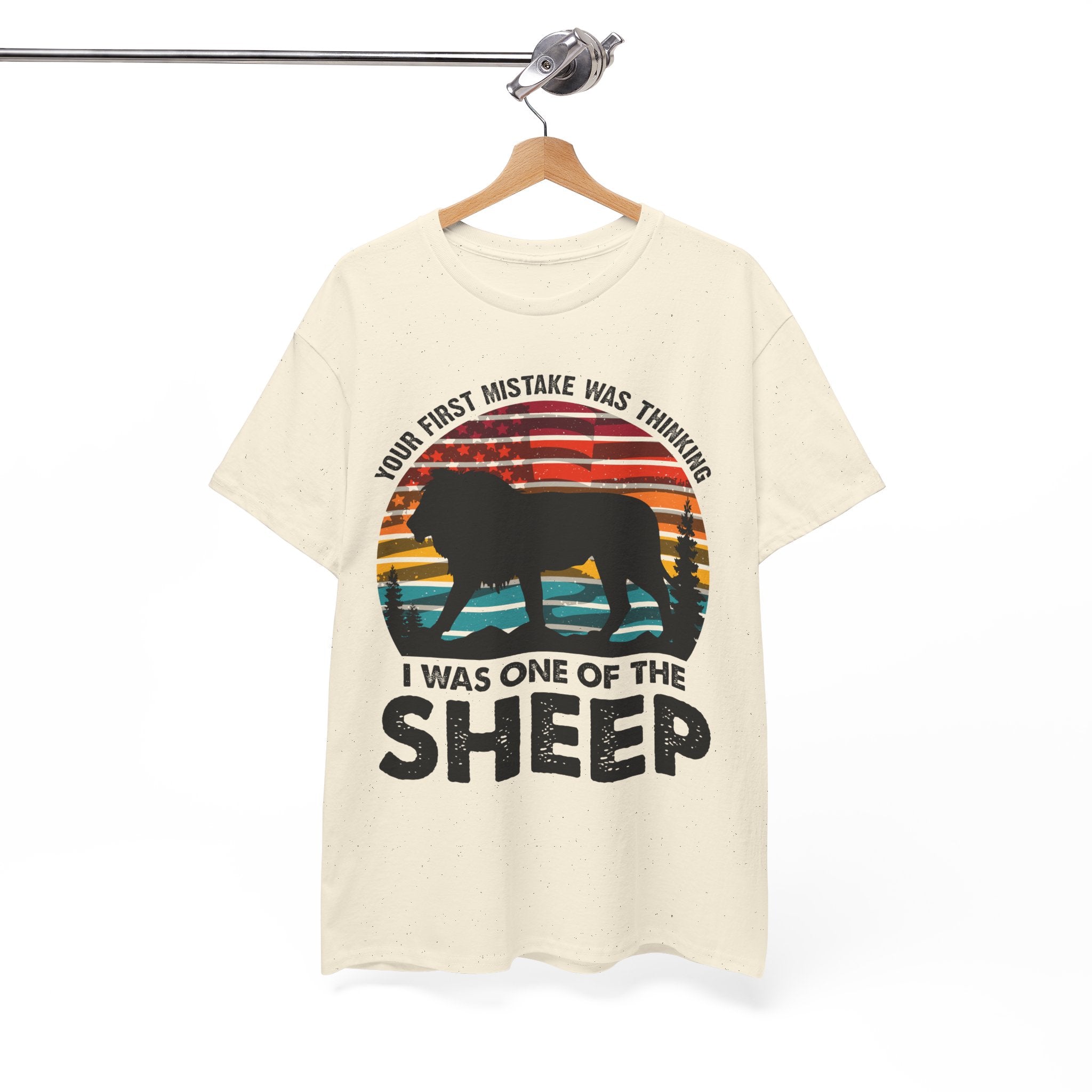 Bold Lion Tee with USA Flag Sunset | Gallory Hive