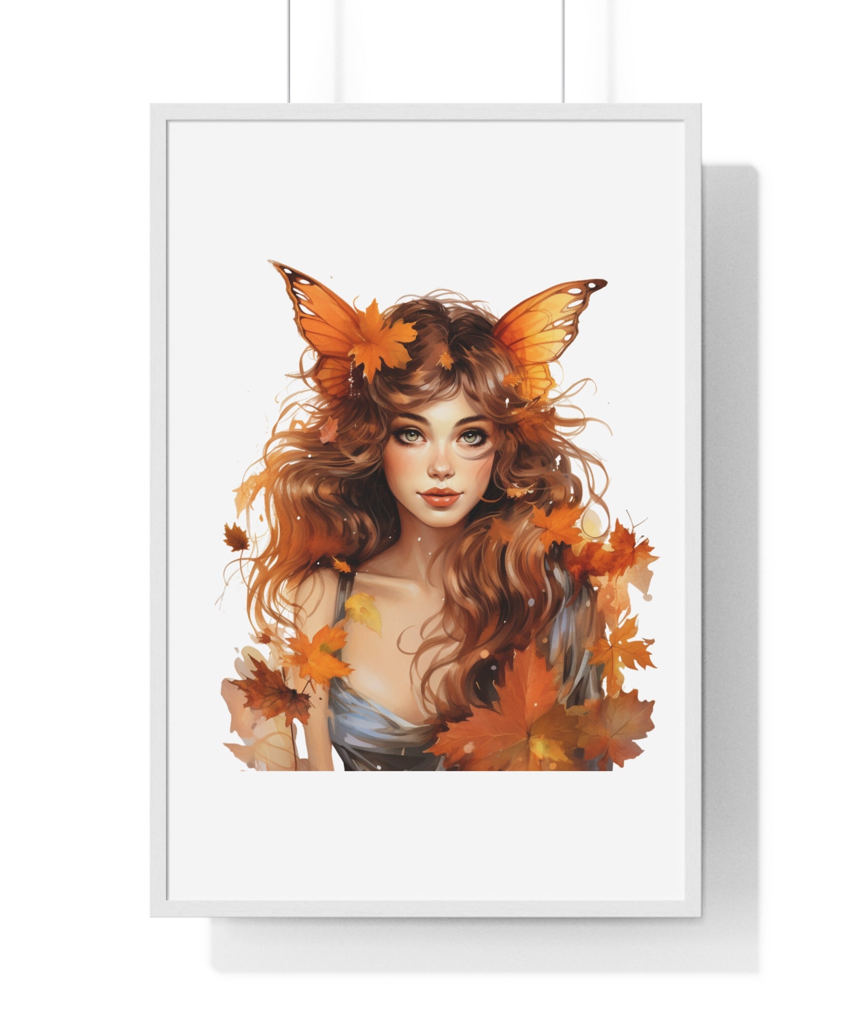 Autumn Fairy Wall Art – Butterfly Muse with Leaf Crown | Gallory Hive
