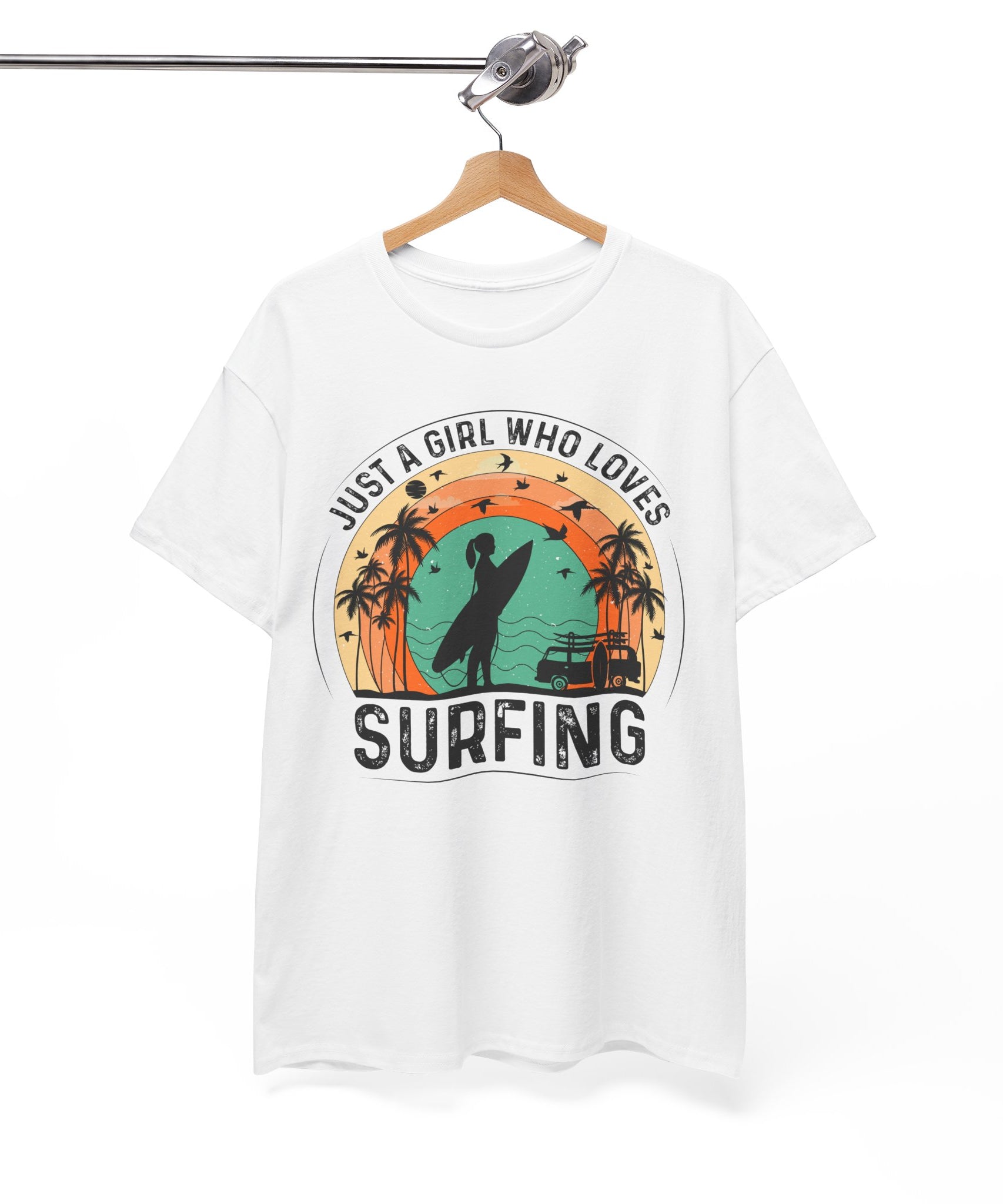Beach Girl Surfing Retro Tee | Gallory Hive