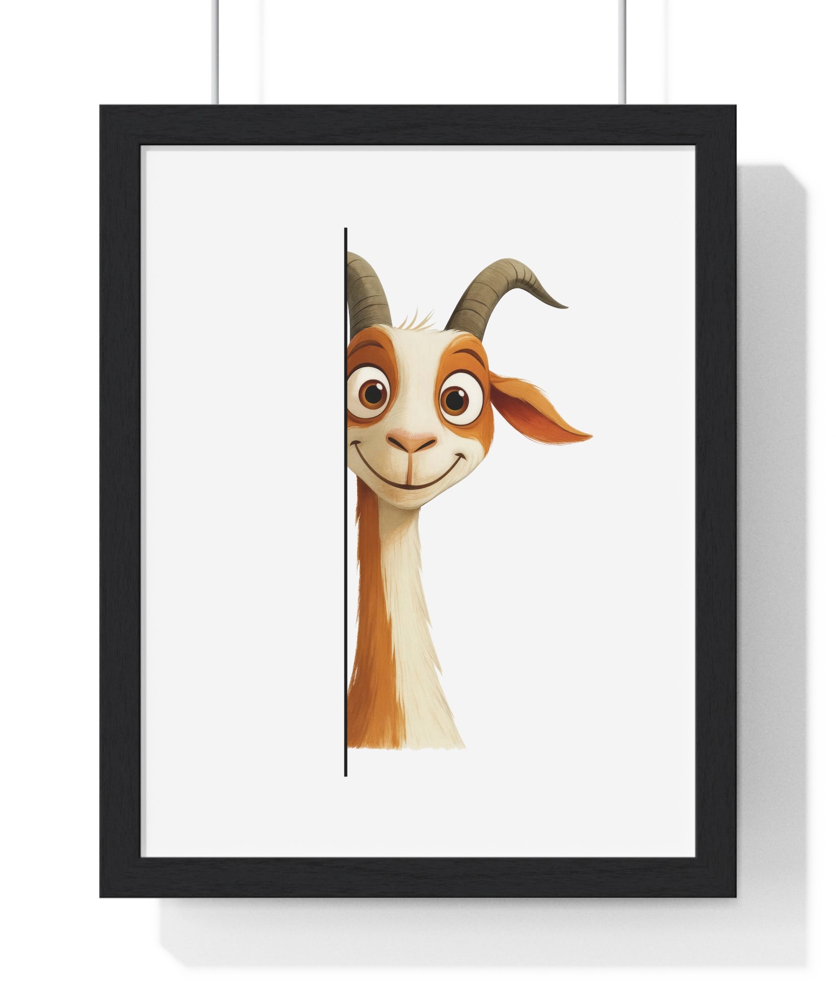 Whimsical Goat Peek – Wooden Frame Wall Art