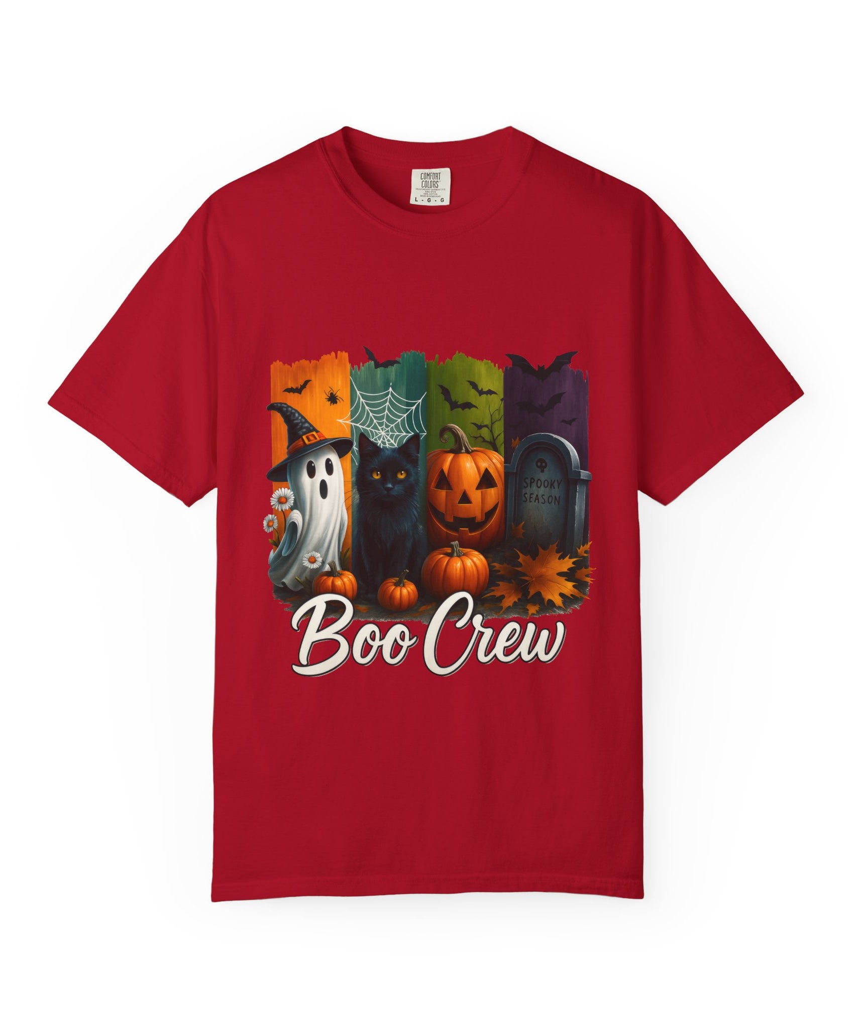 Boo Crew Halloween Unisex T-Shirt – Cute Ghost, Black Cat, Pumpkin & Tombstone Design - Gallory Hive
