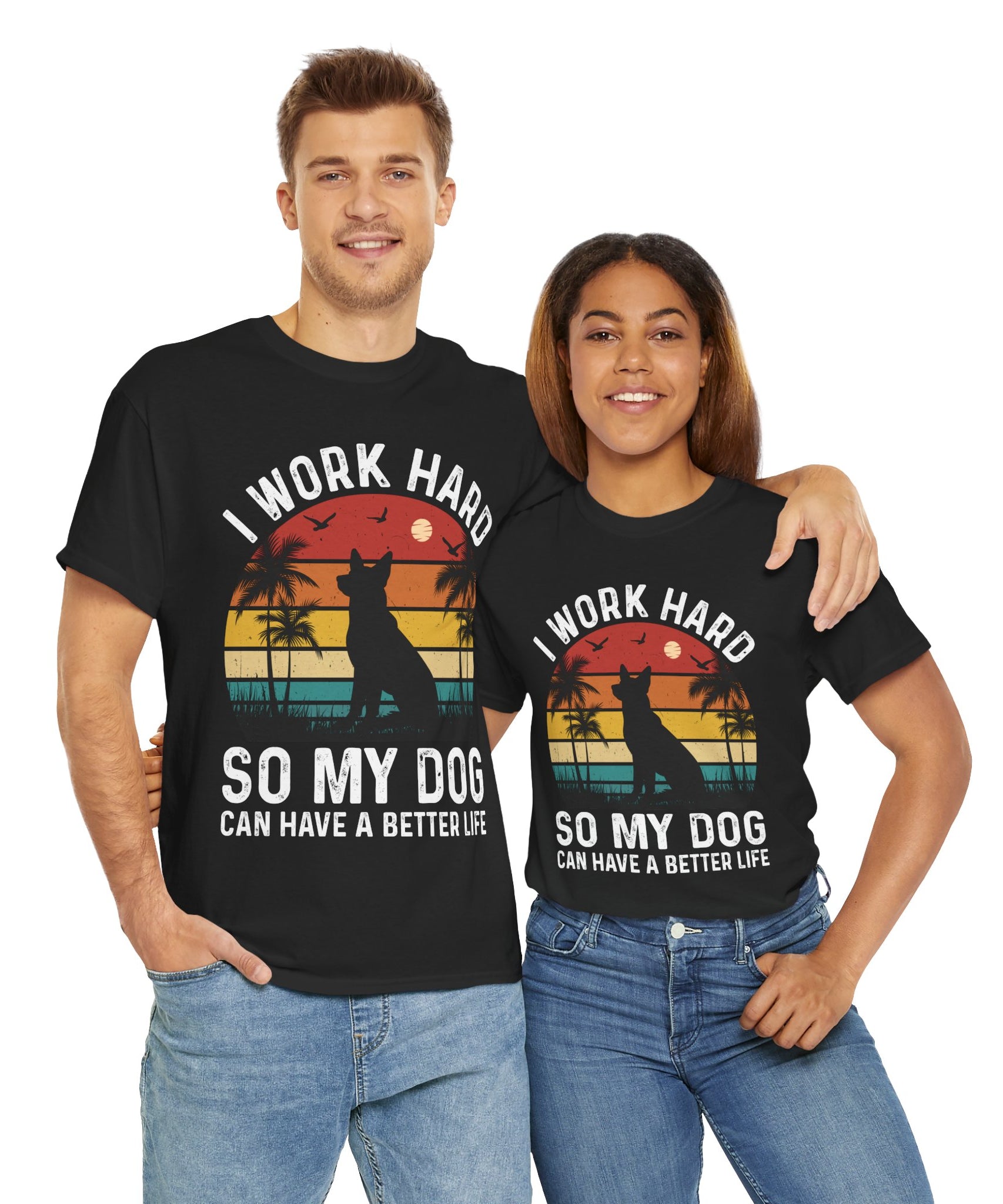 Retro Dog Lover Tee - Work Hard for My Pet