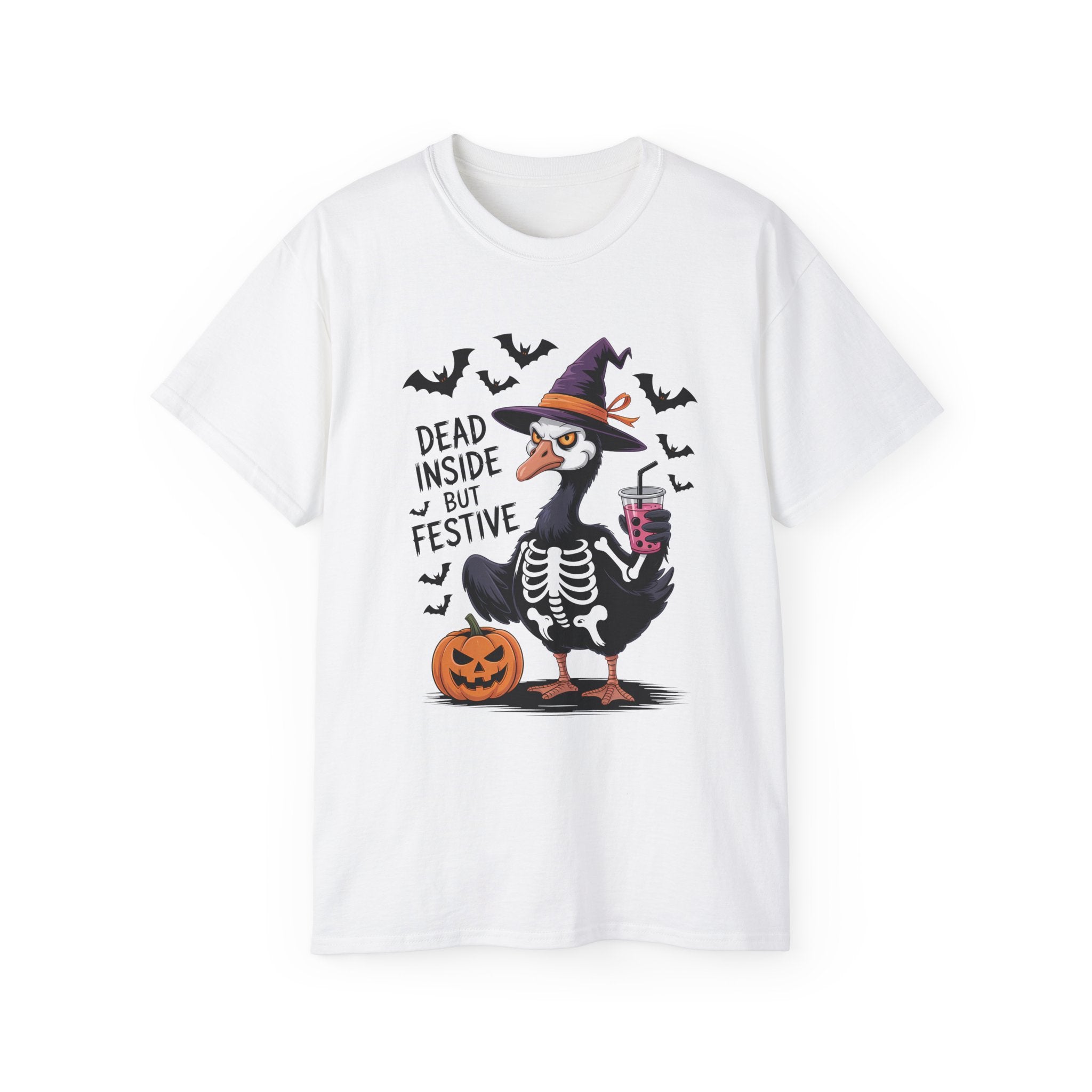 Halloween Skeleton Goose Tee - Festive T-Shirt