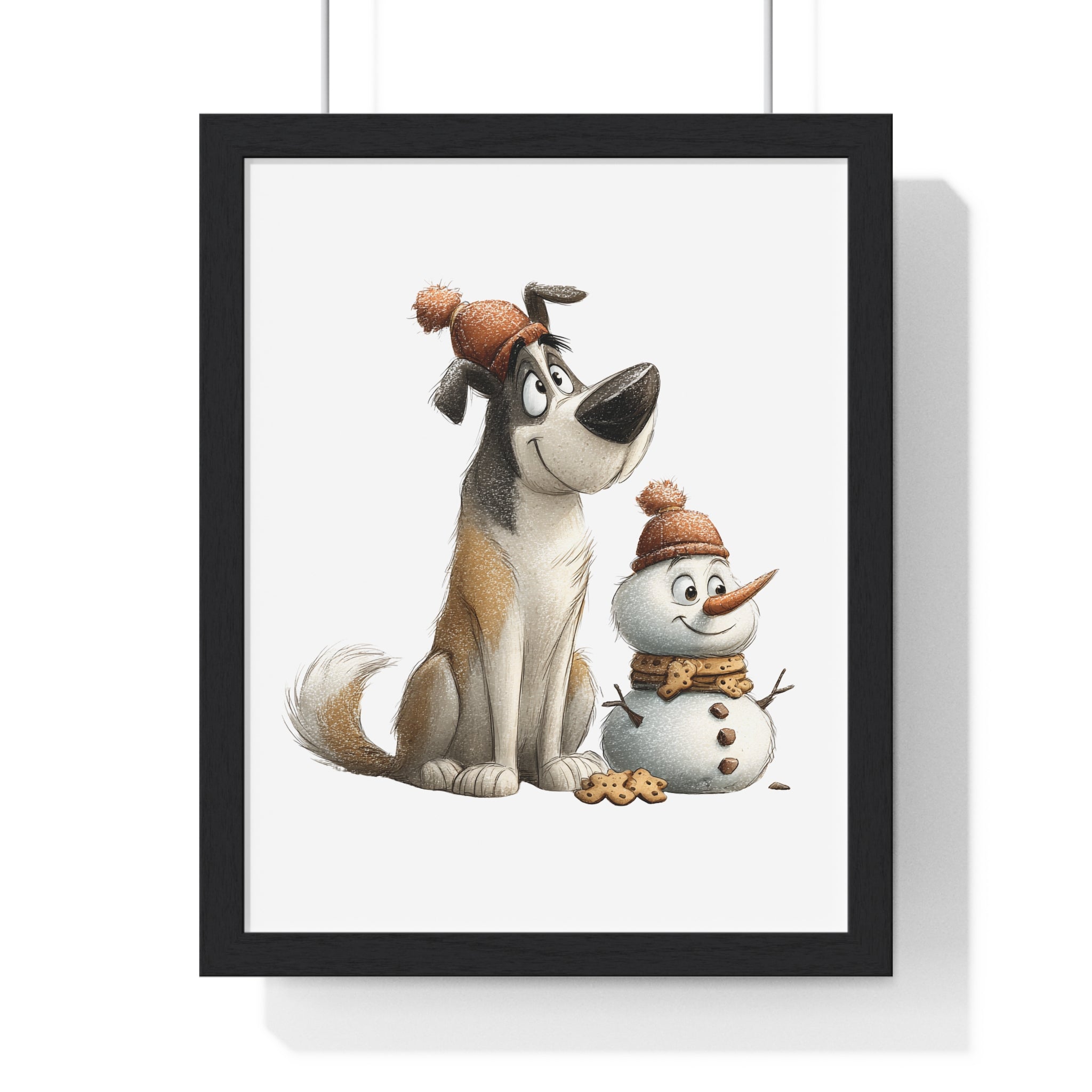 Dog & Snowman Winter Buddies – Framed Wooden Wall Art - Gallory Hive