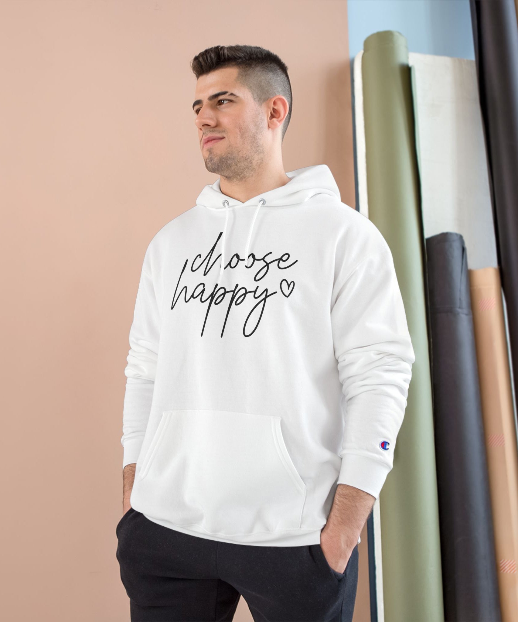 Unisex Hoodie – Choose Happy Minimalist Print