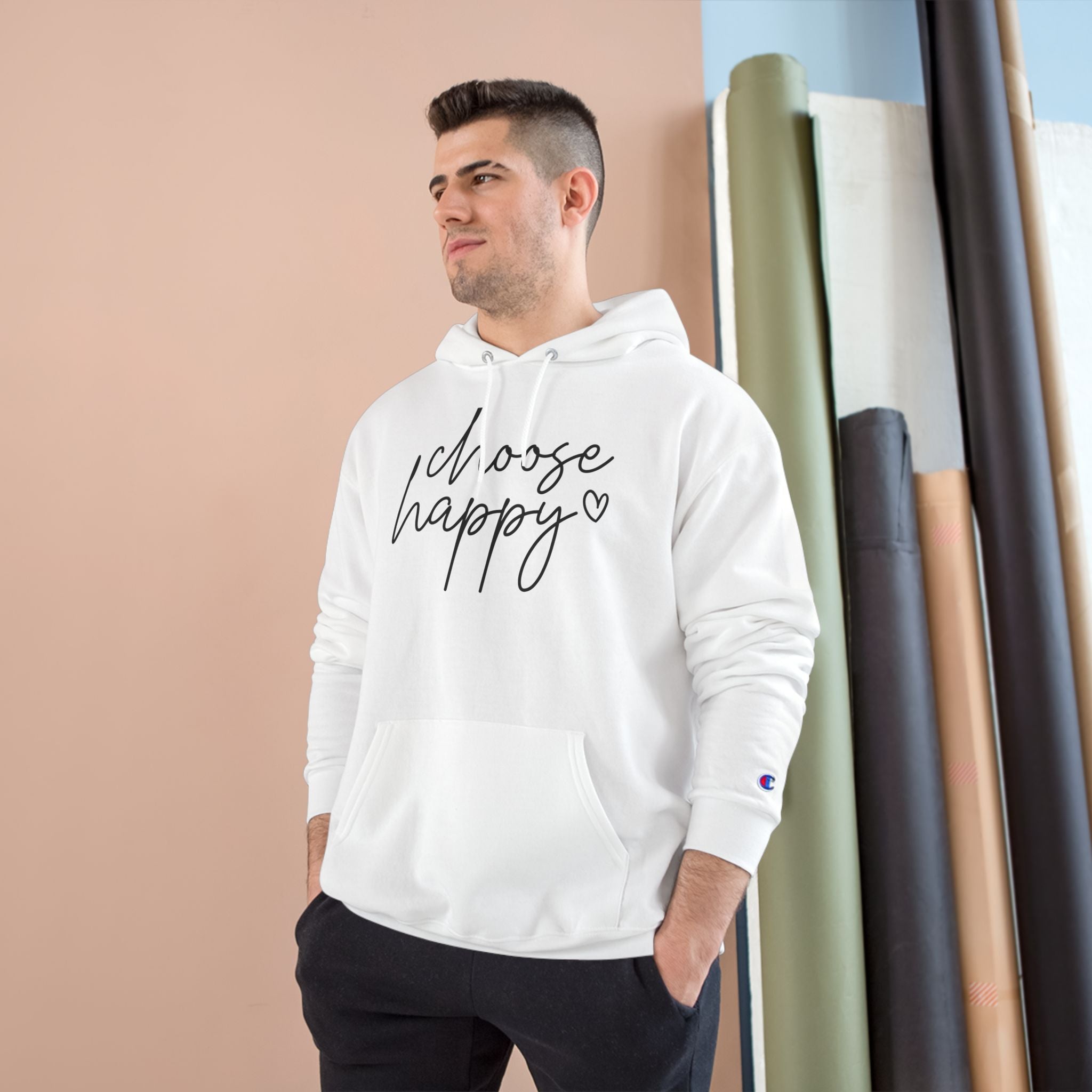 Unisex Hoodie – Choose Happy Minimalist Print