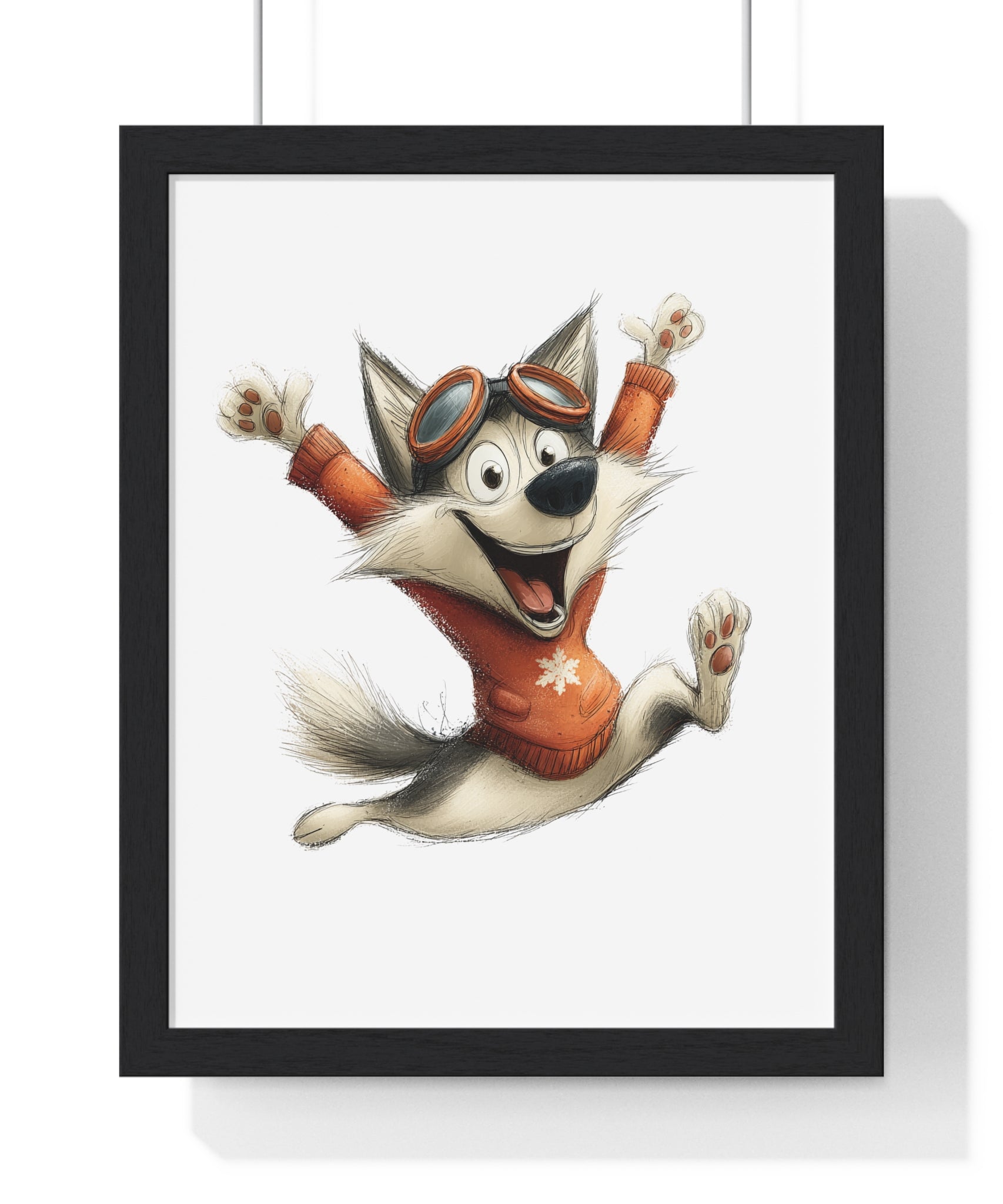 Cheerful Winter Dog in Goggles – Wooden Framed Wall Décor