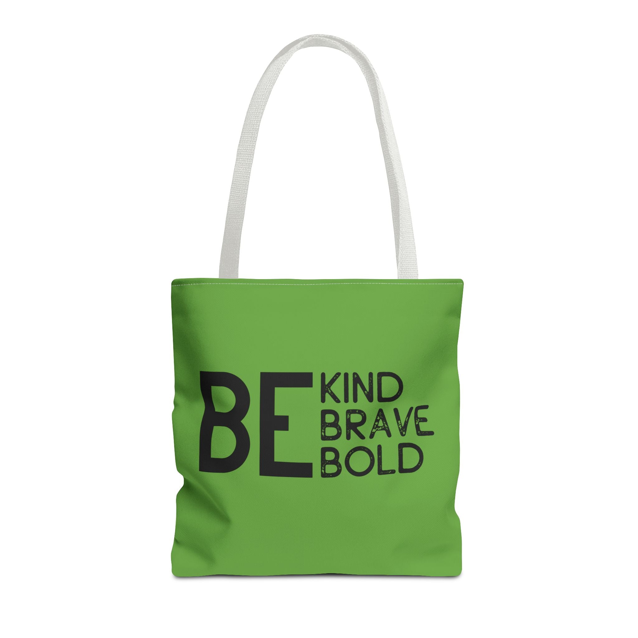 Inspirational Tote Bag - Be Kind Brave Bold - Eco-Friendly Carryall - Green