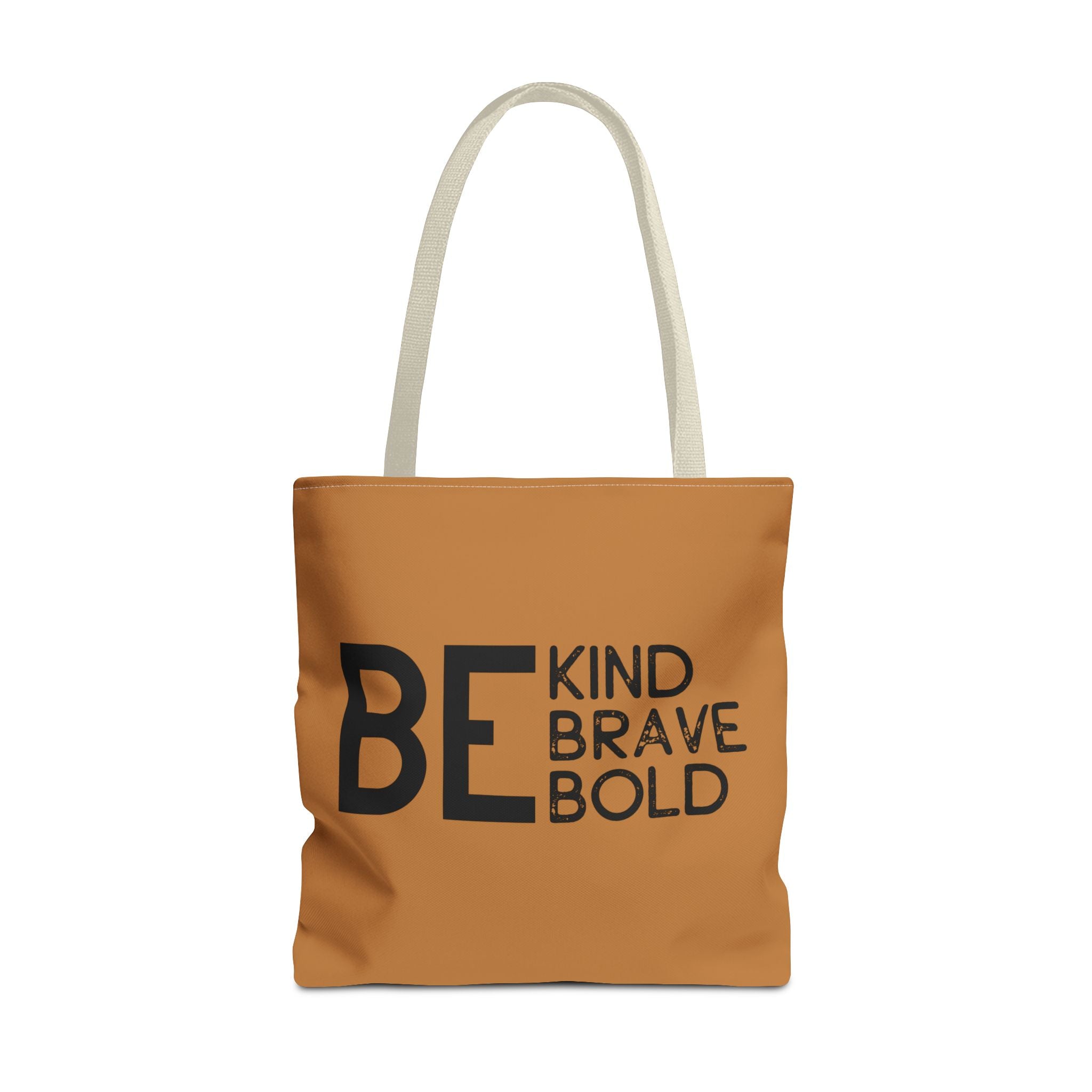 Inspirational Tote Bag - Be Kind Brave Bold - Eco-Friendly Carryall - Light Brown