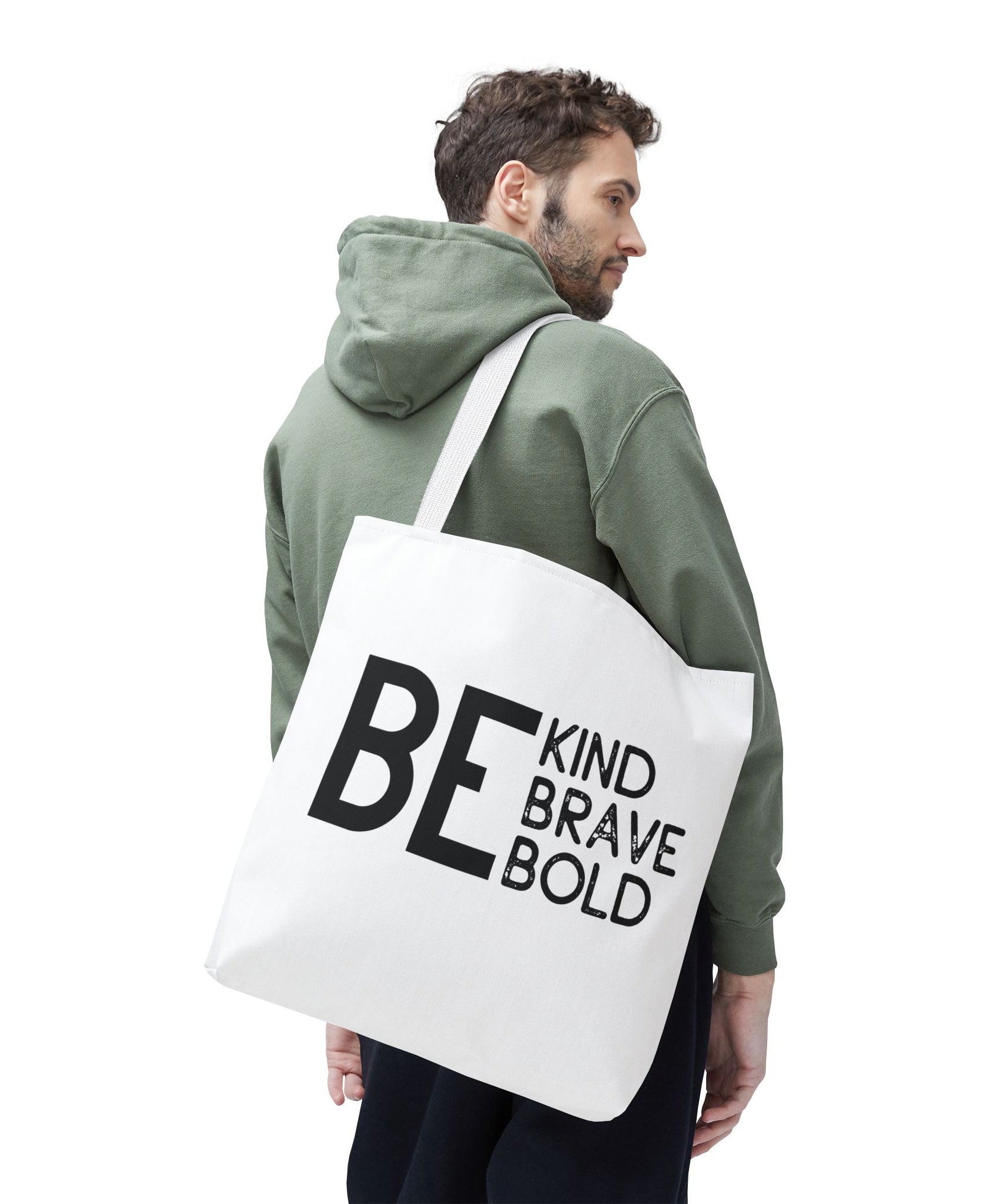 Inspirational Tote Bag - Be Kind Brave Bold - Eco-Friendly Carryall