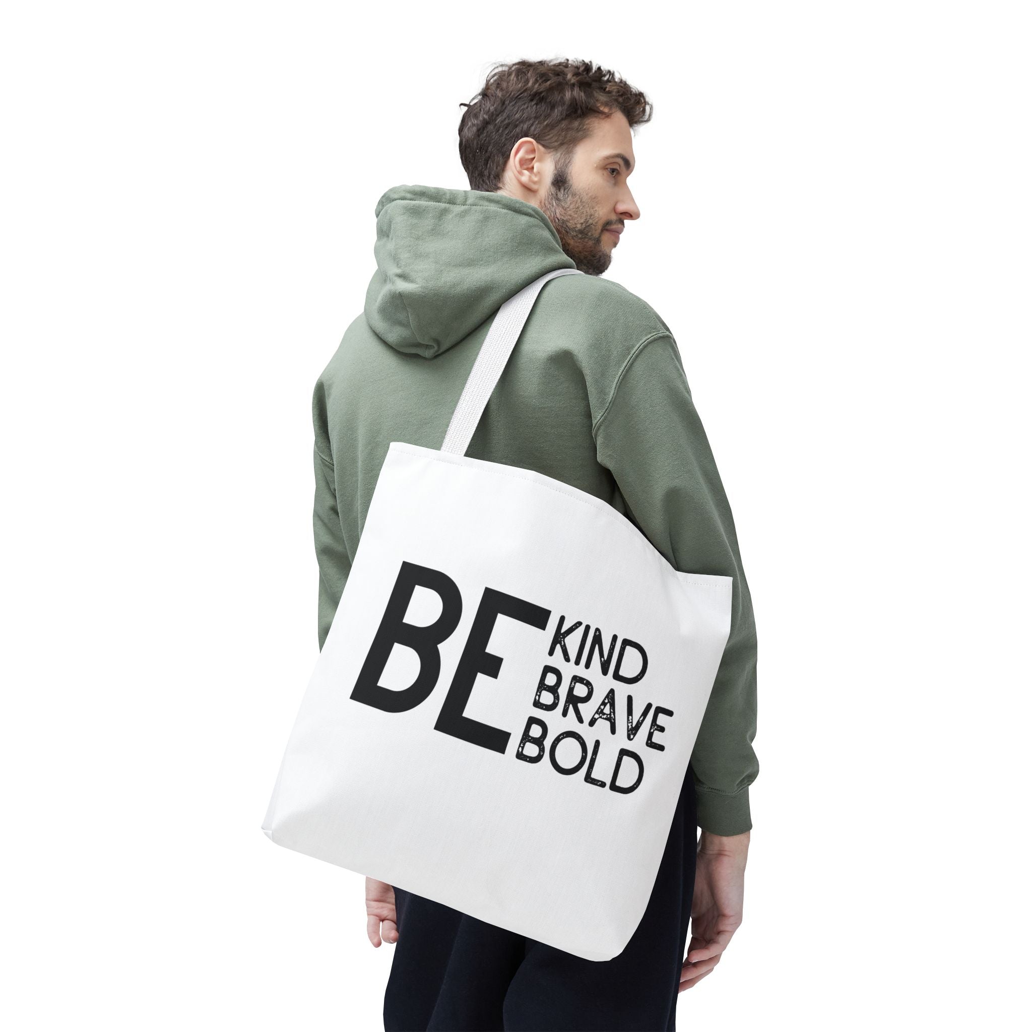 Inspirational Tote Bag - Be Kind Brave Bold - Eco-Friendly Carryall