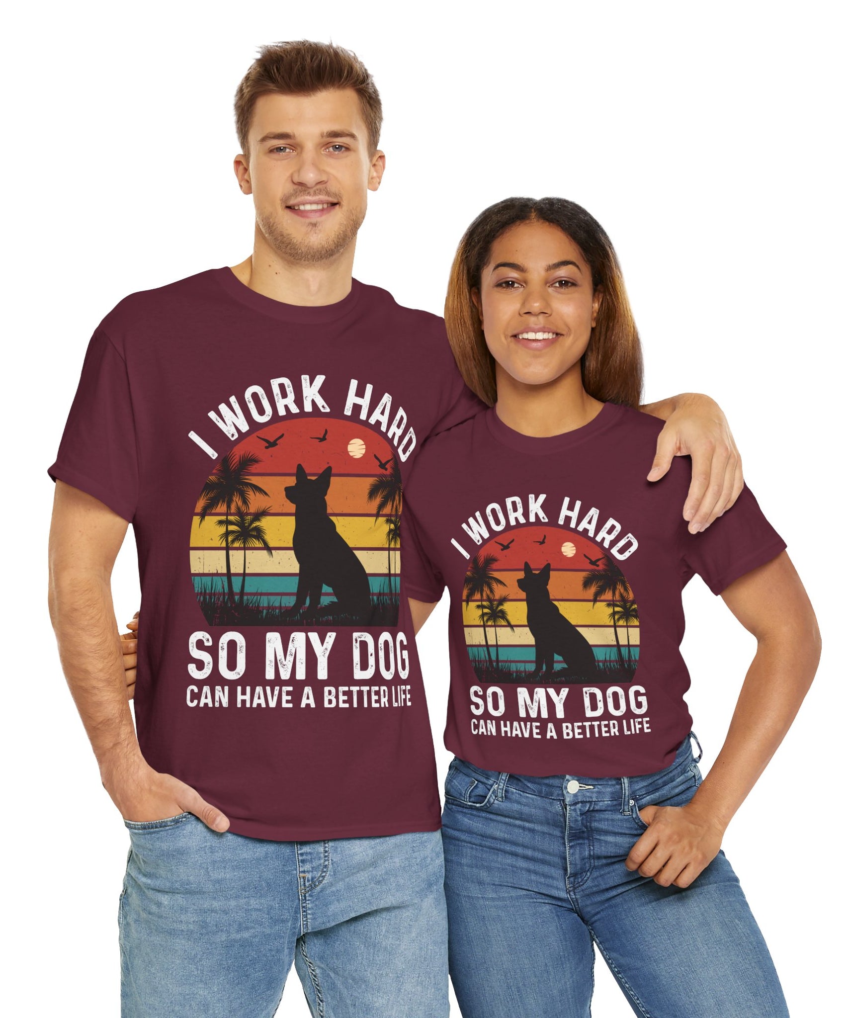 Retro Dog Lover Tee - Work Hard for My Pet