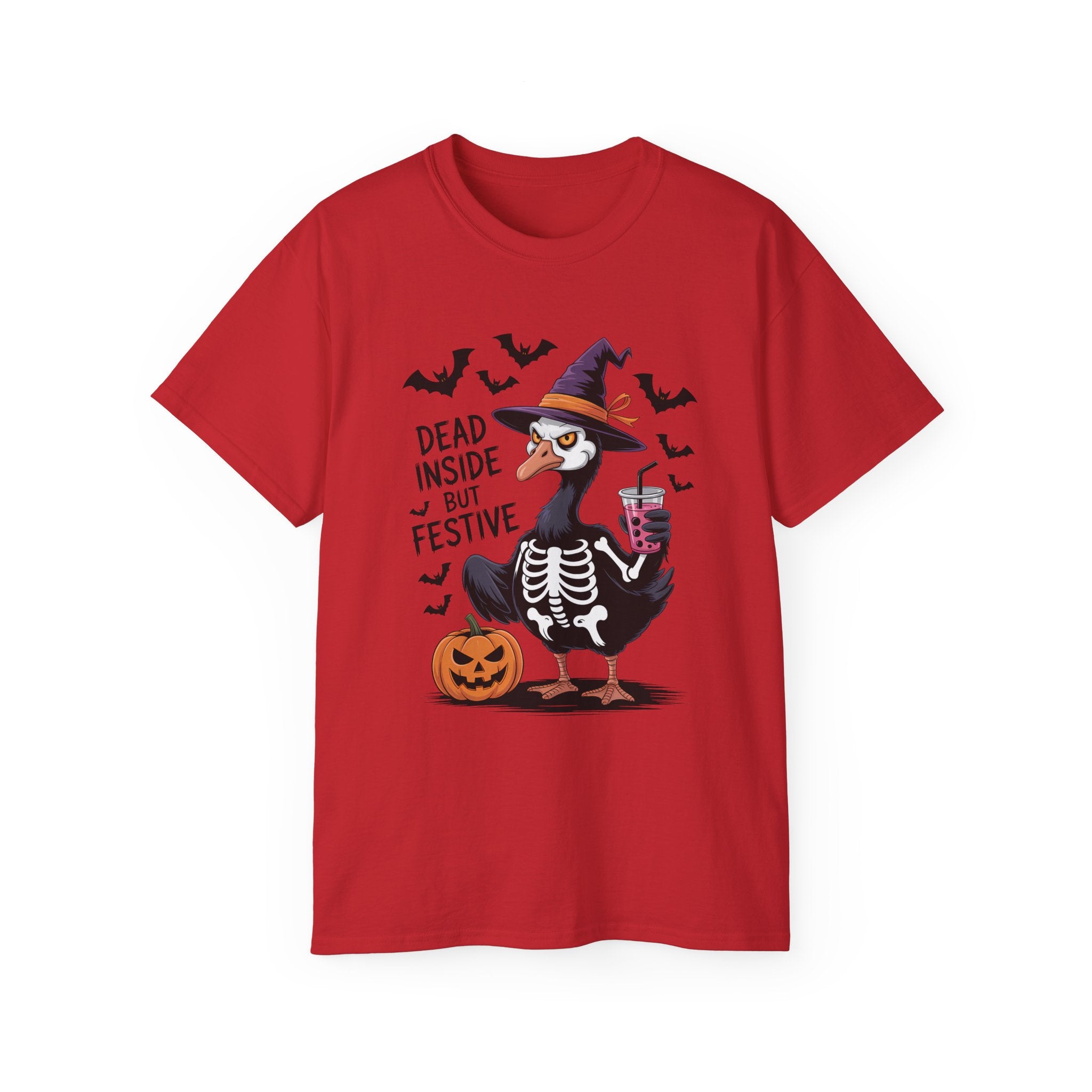 Halloween Skeleton Goose Tee - Festive T-Shirt