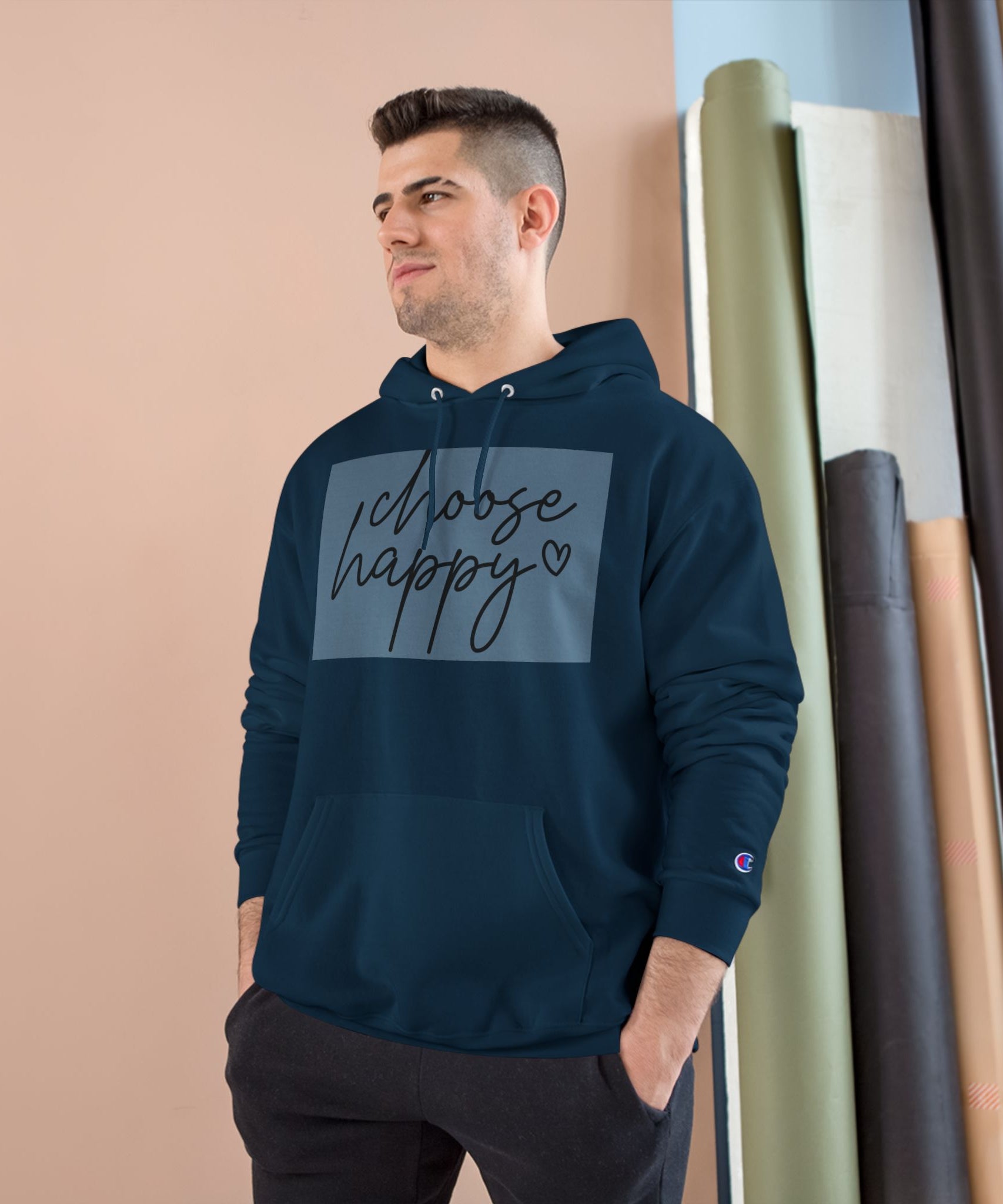 Unisex Hoodie – Choose Happy Minimalist Print