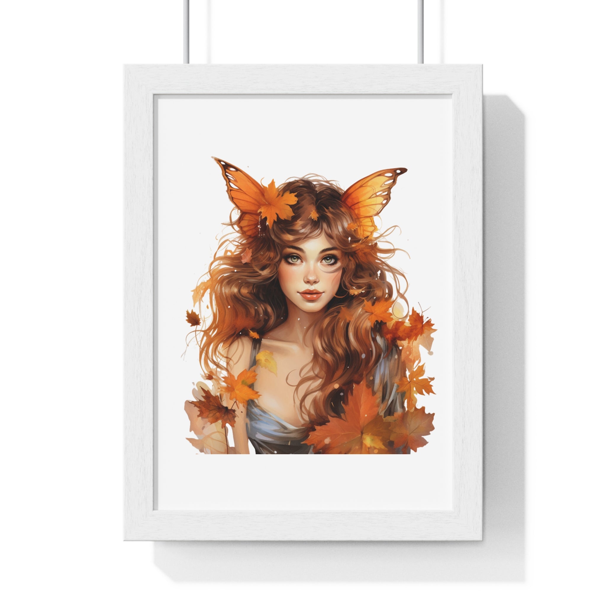 Autumn Fairy Wall Art – Butterfly Muse with Leaf Crown