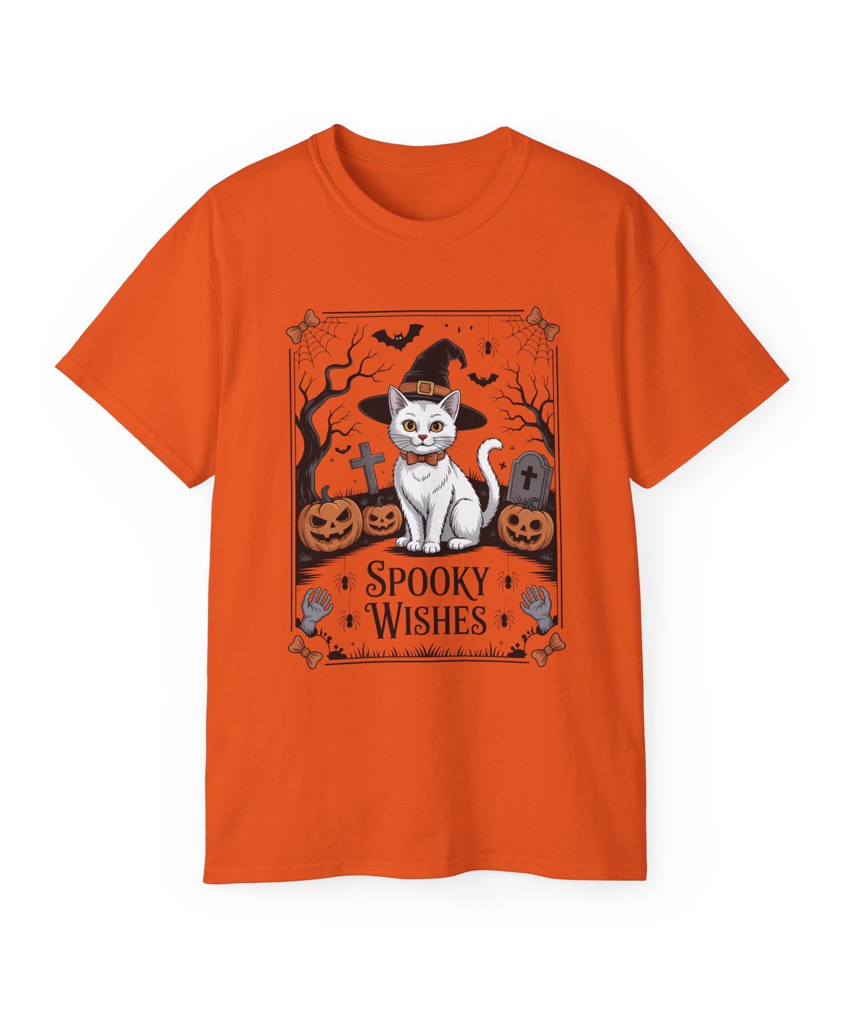 Spooky Wishes Witch Cat Halloween T-Shirt