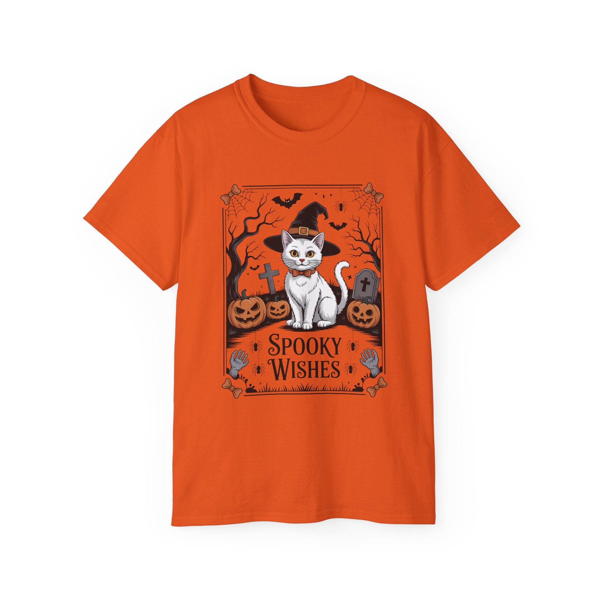 Spooky Wishes Witch Cat Halloween T-Shirt