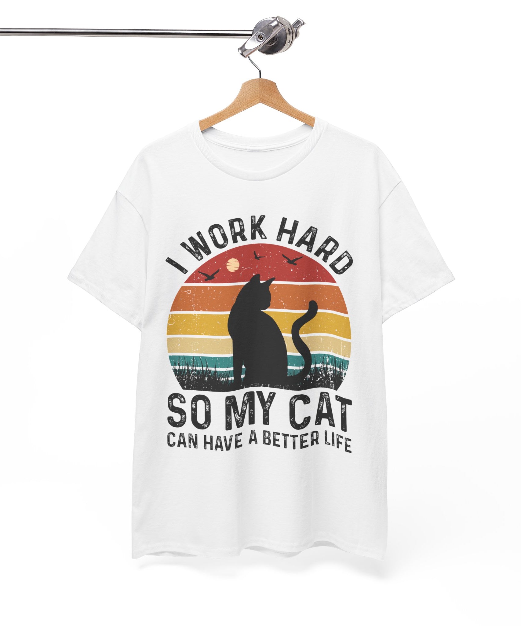 Retro Cat Lover Tee - Work Hard for My Pet | Gallory Hive