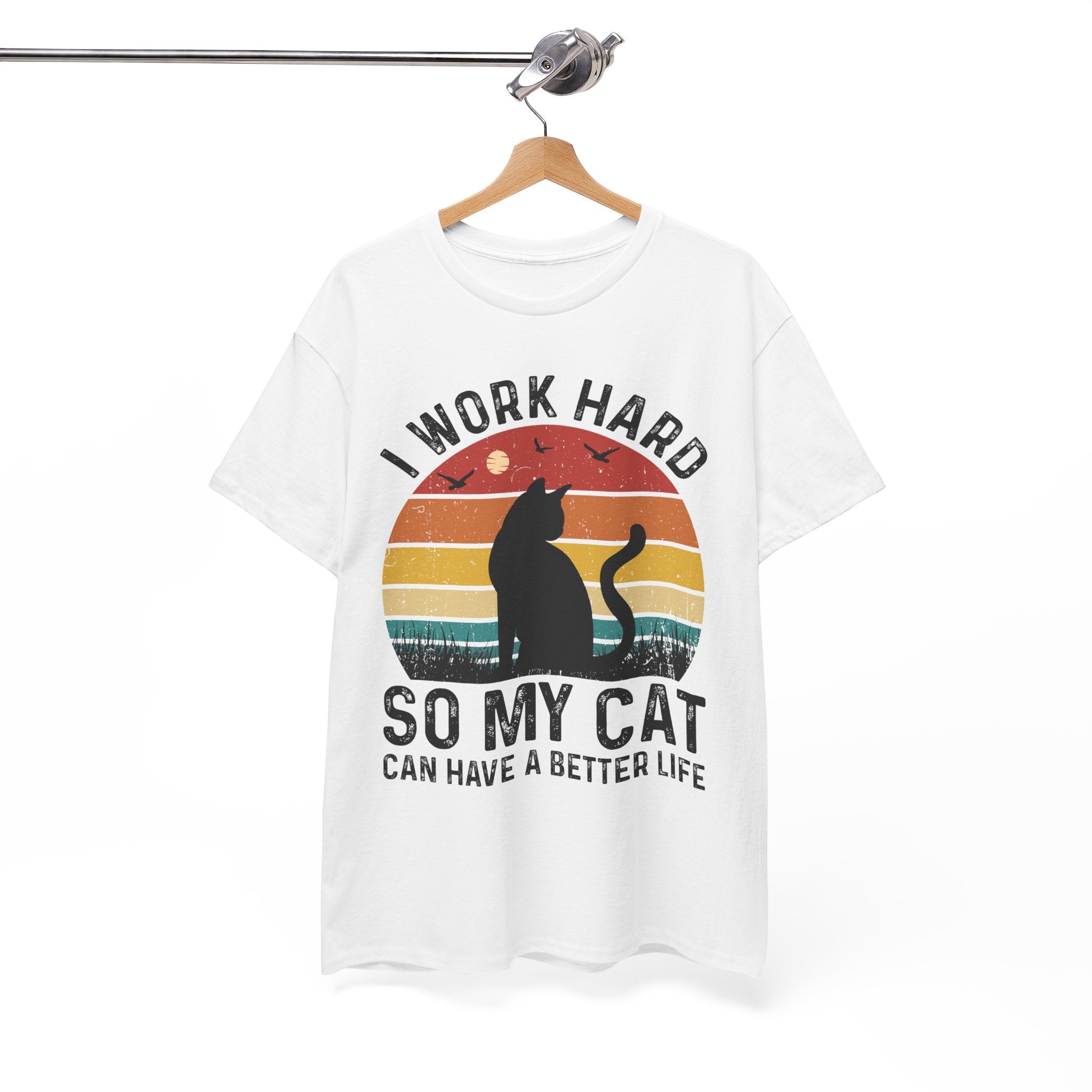 Retro Cat Lover Tee - Work Hard for My Pet | Gallory Hive