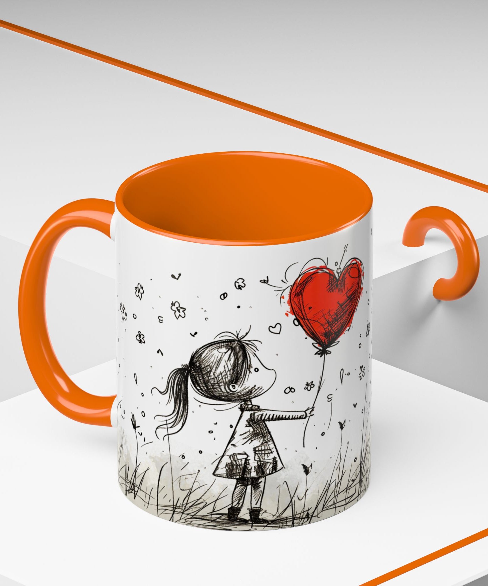 Love Heart Sketch Ceramic Coffee Mug | Gallory Hive