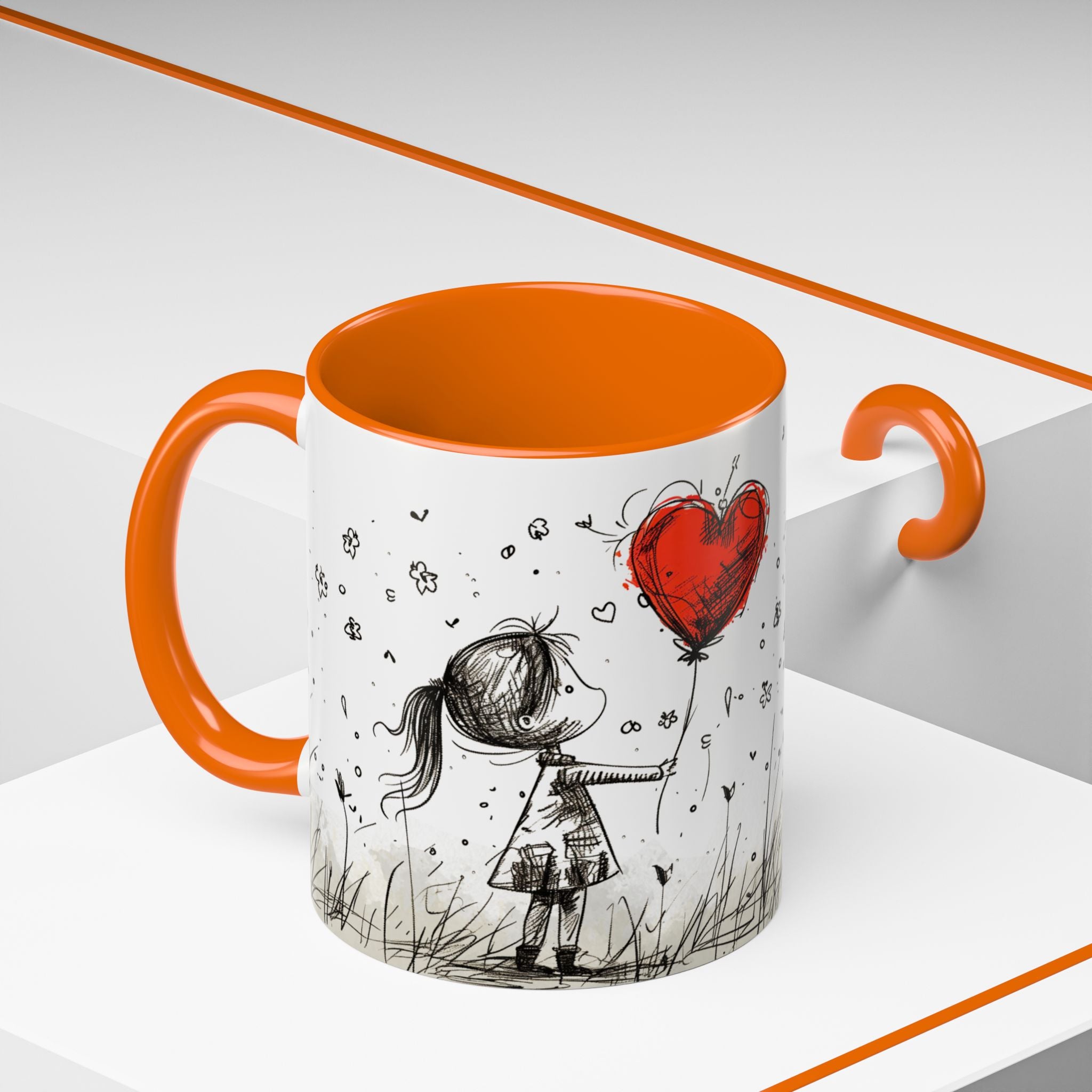 Love Heart Sketch Ceramic Coffee Mug | Gallory Hive