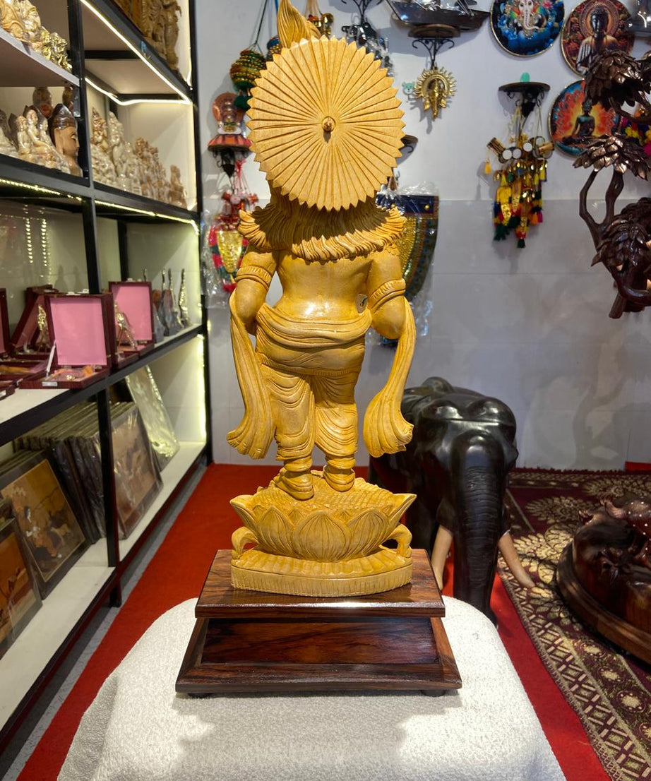 Handmade Standing Muralidhar Krishna Wooden Sculpture | Gallory Hive