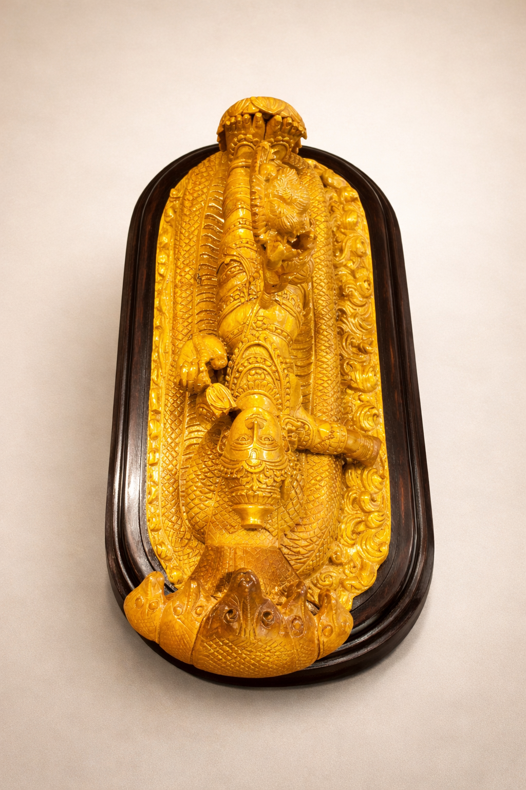 Handmade Anantha Shayanam God Padmanabha Wooden Sculpture | Gallory Hive