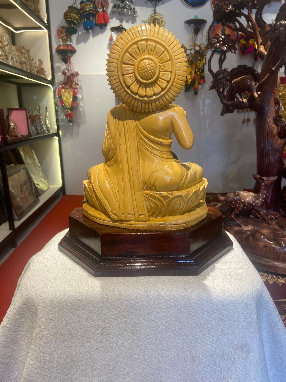 Handmade Sitting Lord Budha Wooden Sculpture | Gallory Hive