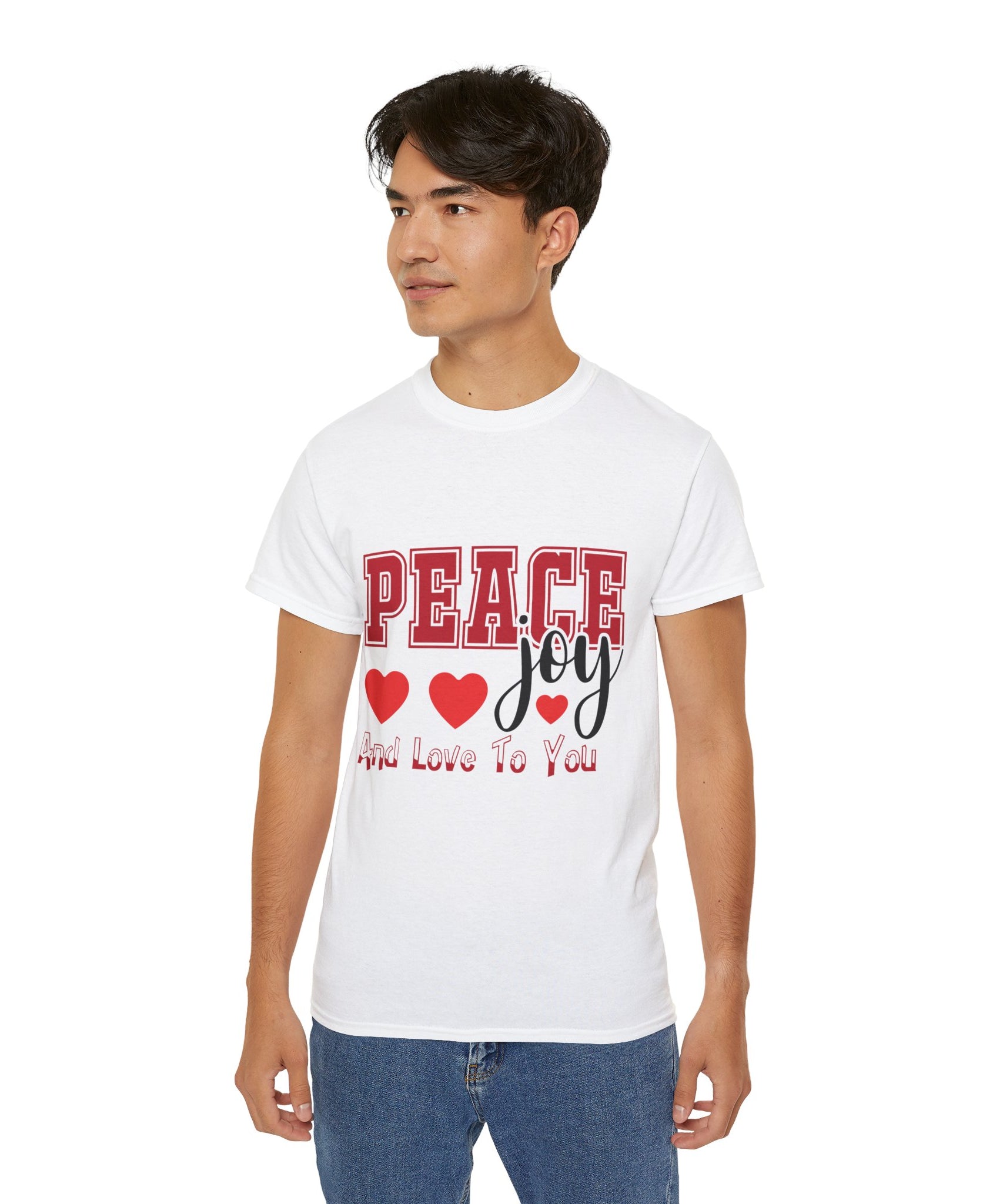 Peace, Joy & Love Retro Christmas T-Shirt | Gallory Hive