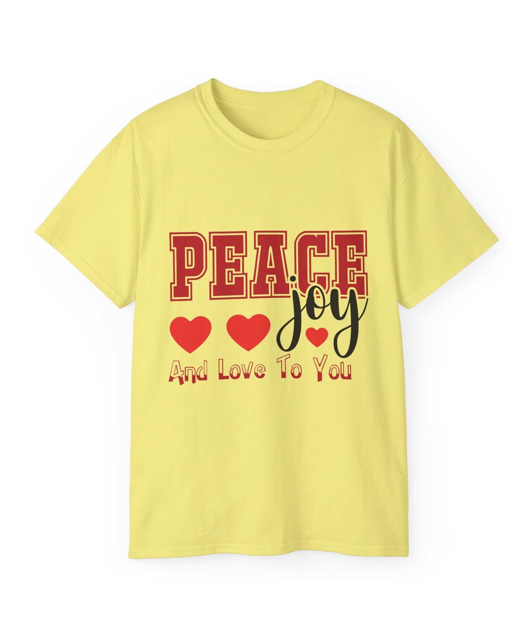 Peace, Joy & Love Retro Christmas T-Shirt | Gallory Hive