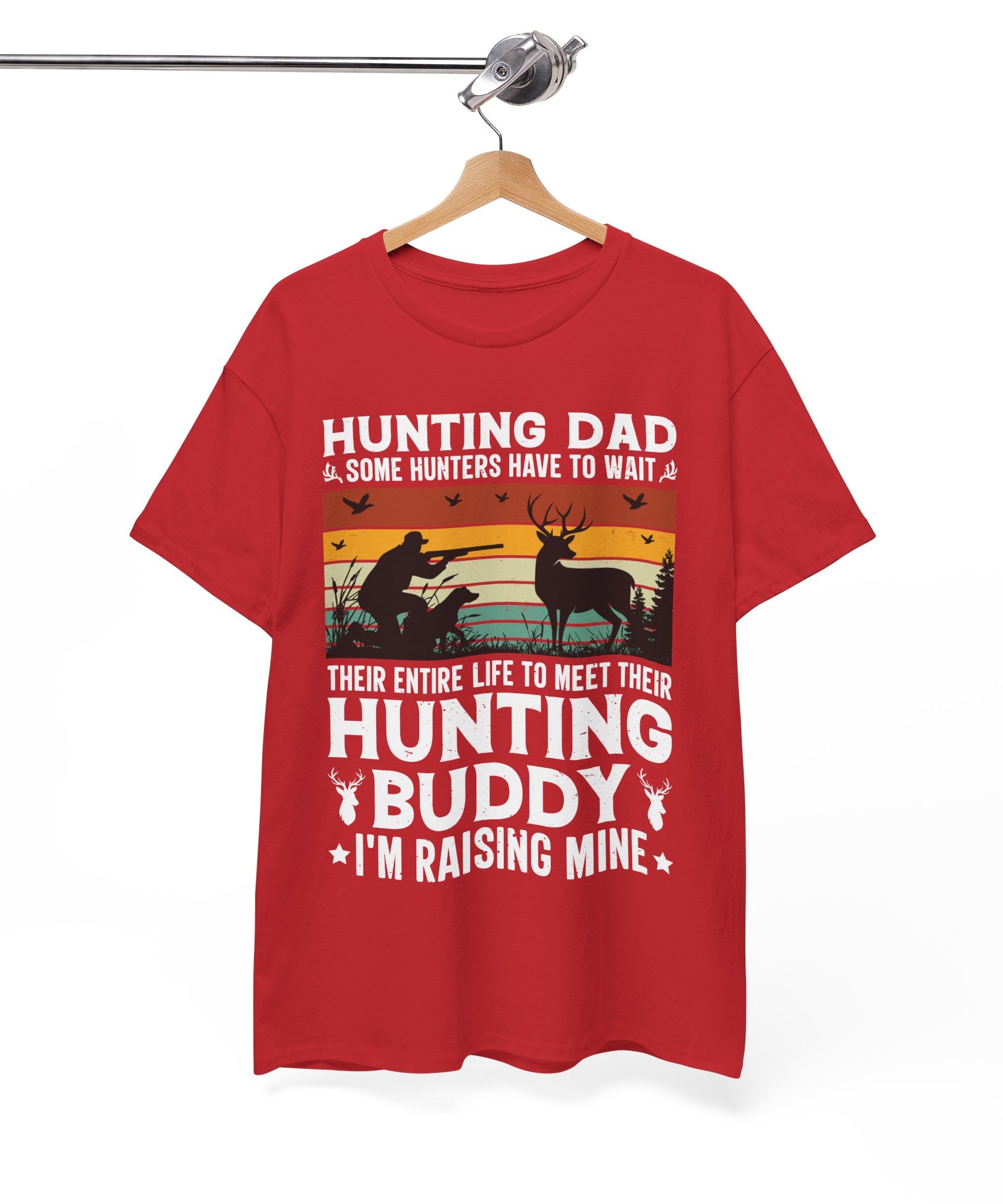 Retro Hunter Tee – Dog, Deer & Rifle Scene | Gallory Hive