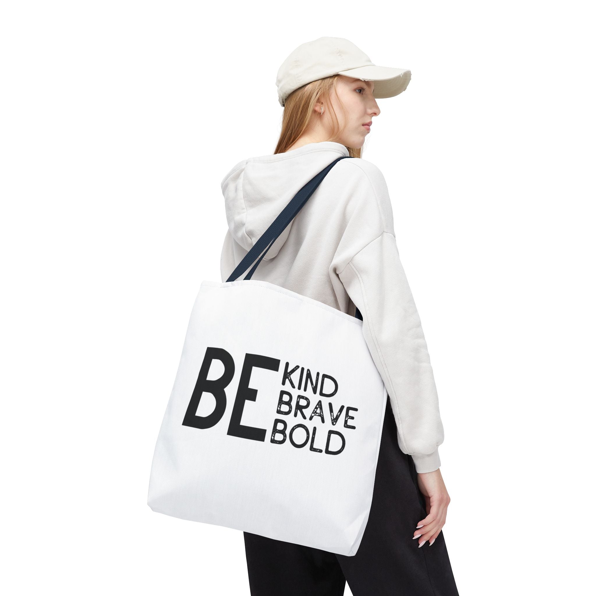 Inspirational Tote Bag - Be Kind Brave Bold - Eco-Friendly Carryall