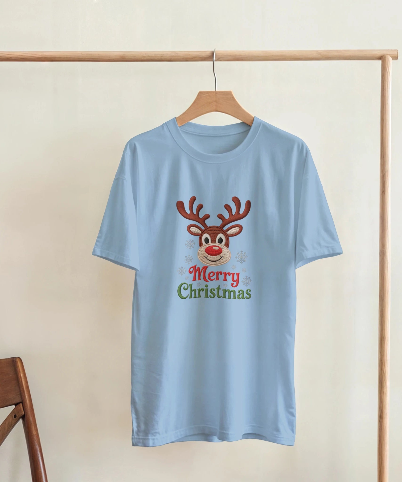 Festive Reindeer Merry Christmas Crewneck T-Shirt | Gallory Hive