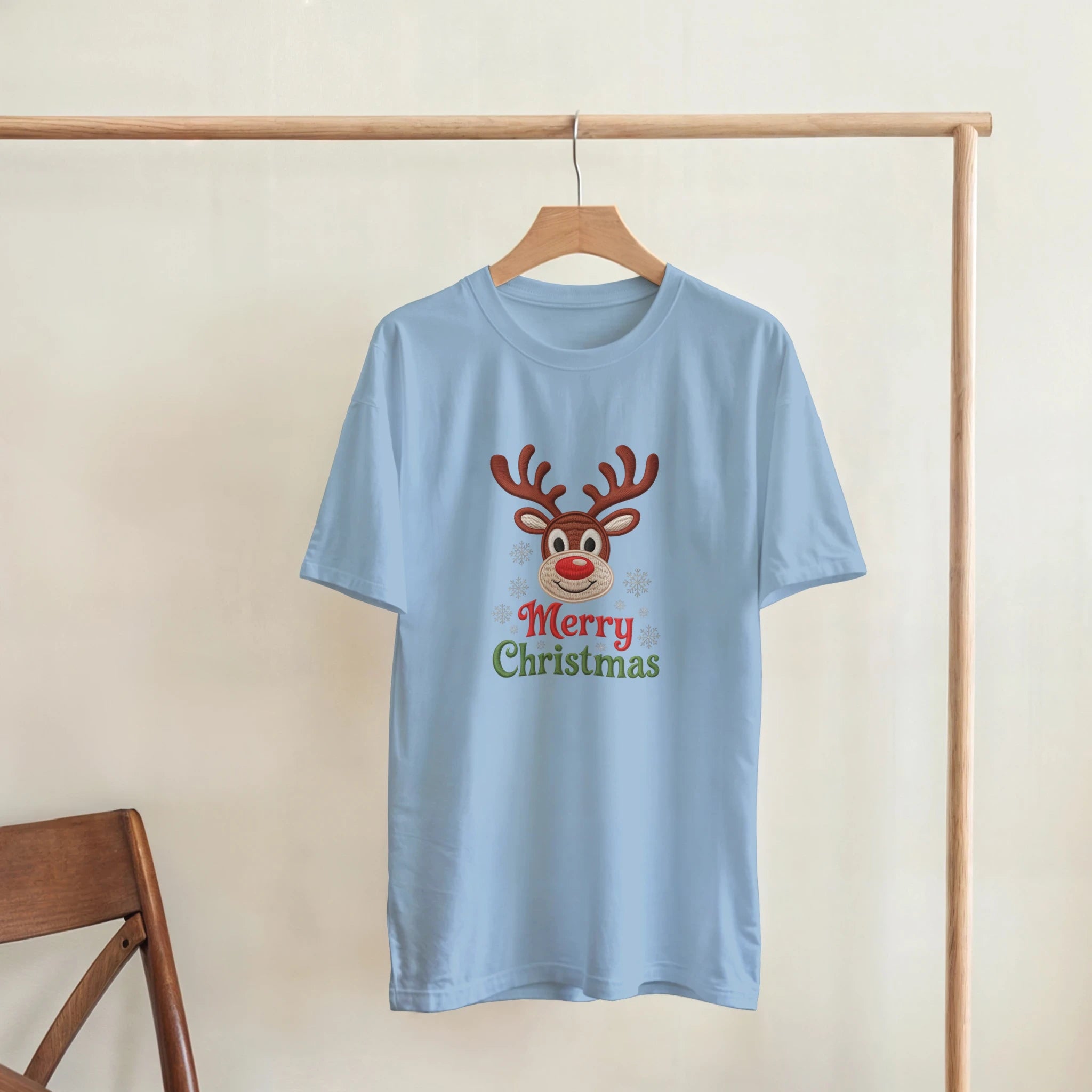 Festive Reindeer Merry Christmas Crewneck T-Shirt | Gallory Hive